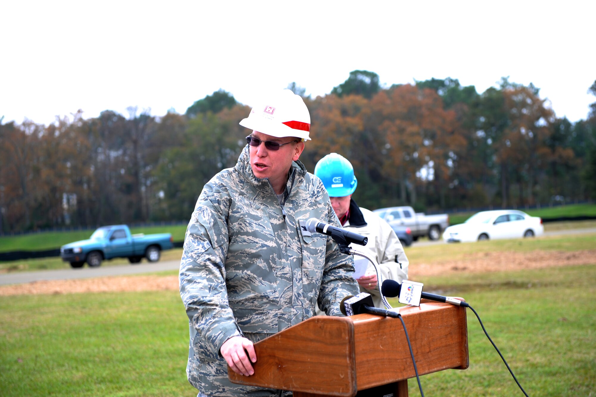 Col. John Bukowinski, 402nd Aircraft Maintenance Group commander, speaks during the groundbreaking ceremony. U. S. Air Force photo by Ray Crayton