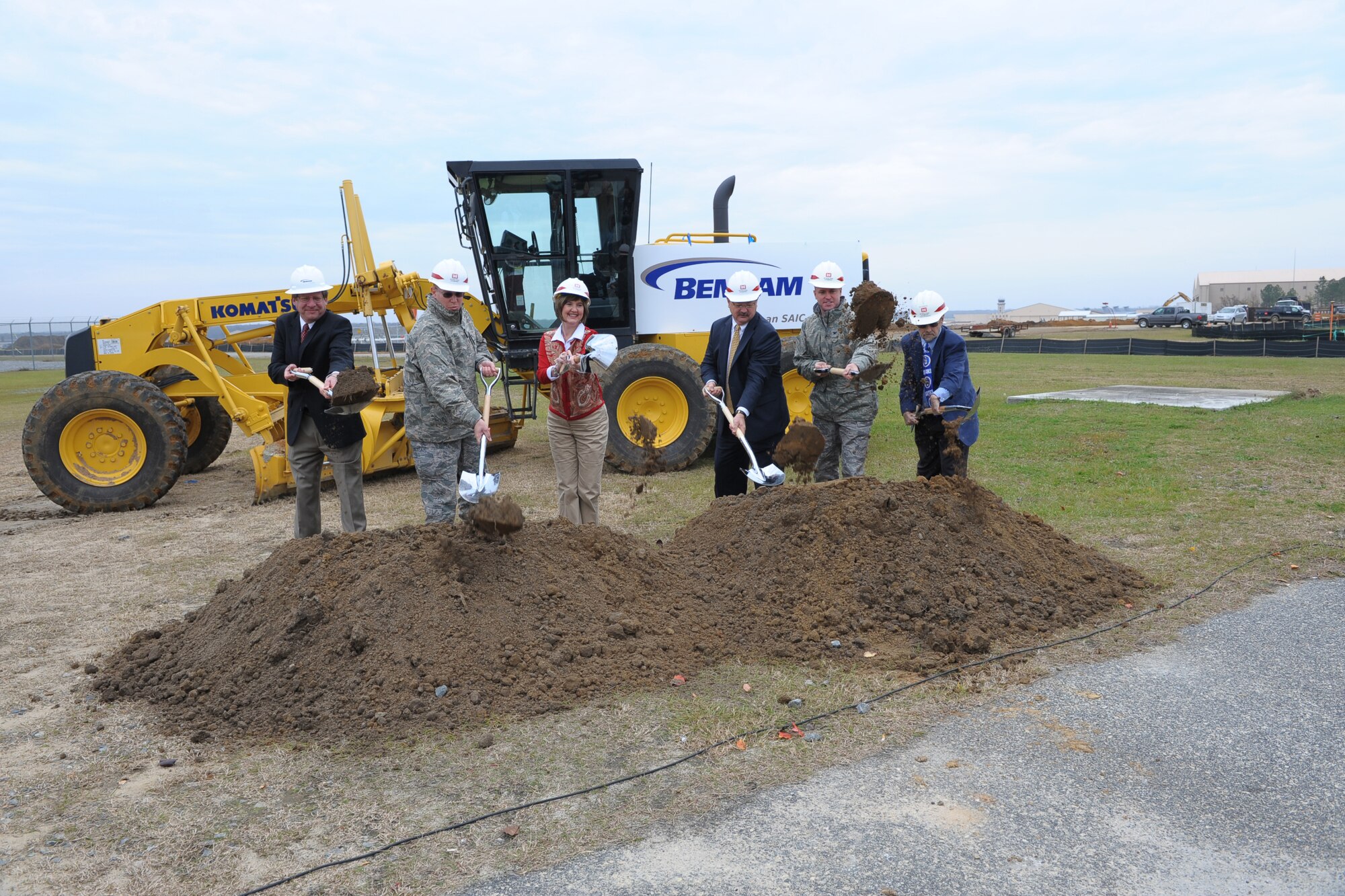 A ceremonial groundbreaking was held last week for the long-awaited cargo hangar. U. S. Air Force photo by Ray Crayton