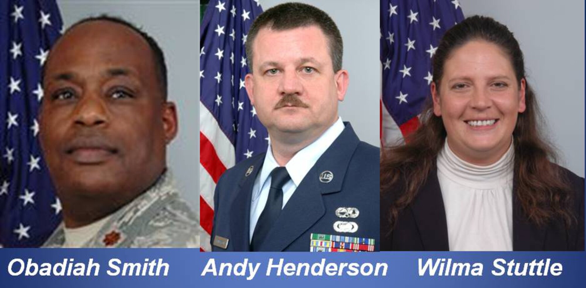 GRISSOM AIR RESERVE BASE, Ind., -- Obadiah Smith, Andy Henderson and Wilma Stuttle were chosen for some of Grissom ARB's highest annual awards.  (U.S. Air Force photo illustration)