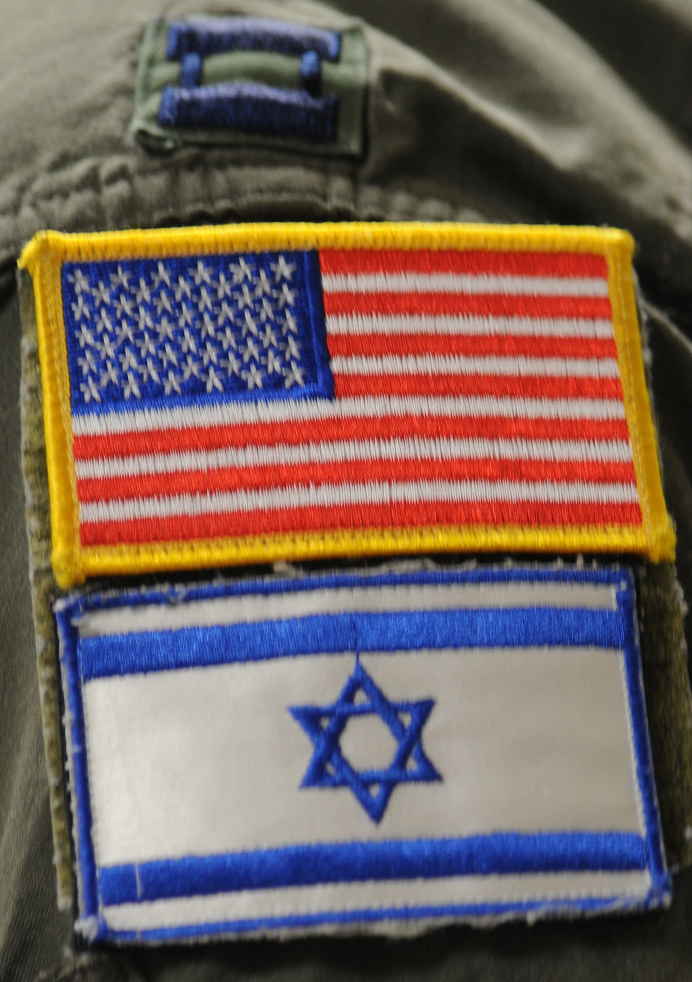 The American and Israeli national flag fly next to each other during the 10-day training exercise, Dec. 8, 2009, Nevatim Air Force Base, Israel. Ramstein units participated in a 10-day training exercise to accomplish training requirements because of the strict air restrictions in Germany. (U.S. Air Force photo by Airman 1st Class Alexandria Mosness) 
