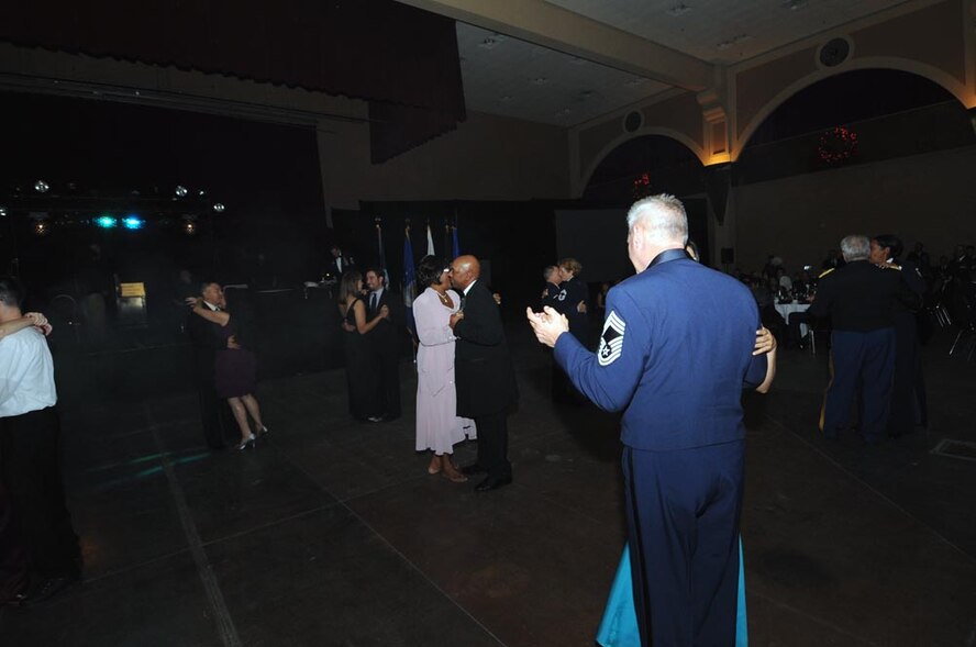 With the formal ceremonies over, Team March members and their loved ones enjoy some turns on the dance floor.  (U.S. Air Force photo by Master Sgt. Roy Santana)