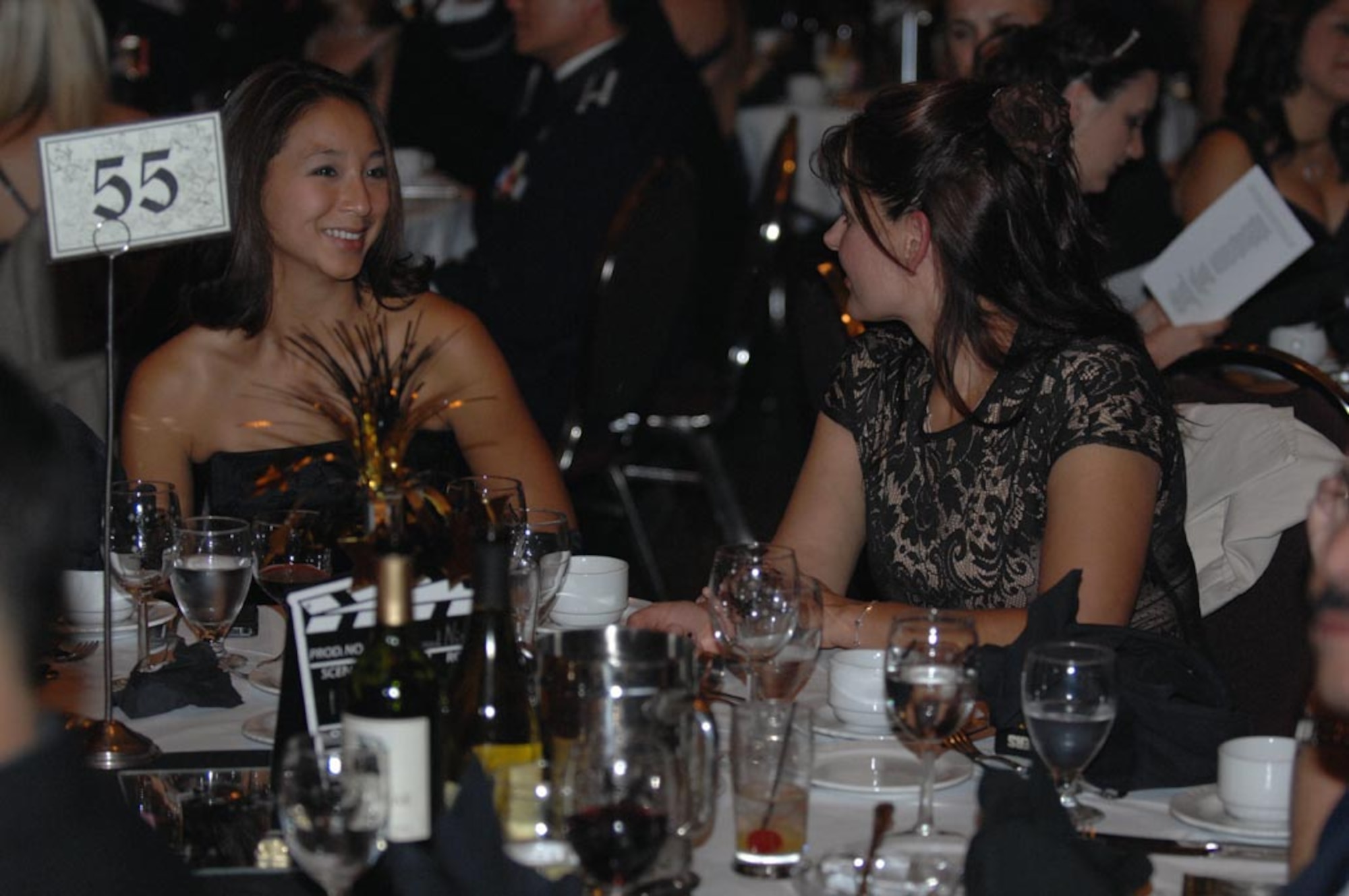 Technical Sgt.Jennifer Yoon, 452 AMDS chats with a guest during the festivities.  (U.S. Air Force photo by Master Sgt. Roy Santana)