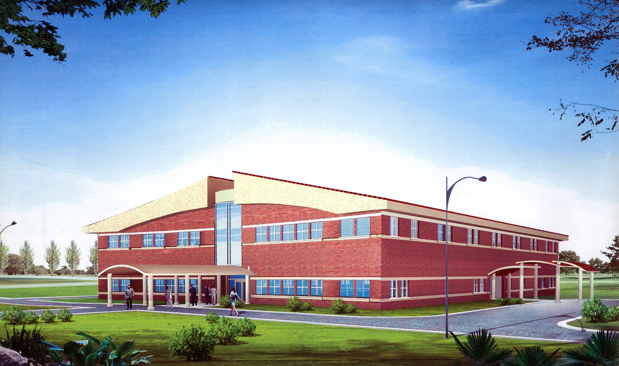 The artist's rendering shows the new 23,500-square foot facility for the 262nd Network Warfare Squadron Dec. 11. The $5.6 million construction project is scheduled for completion in October 2010. The mission of the 262nd NWS is to train citizen Airmen to provide network warfare capabilities to secure defense information networks and provide full-spectrum cyberspace options to the State of Washington, Air Force Space Command and 24th Air Force. The 262nd NWS is part of the 688th Information Operations Wing at Lackland Air Force Base, Texas. (U.S. Air Force photo/Abner Guzman)