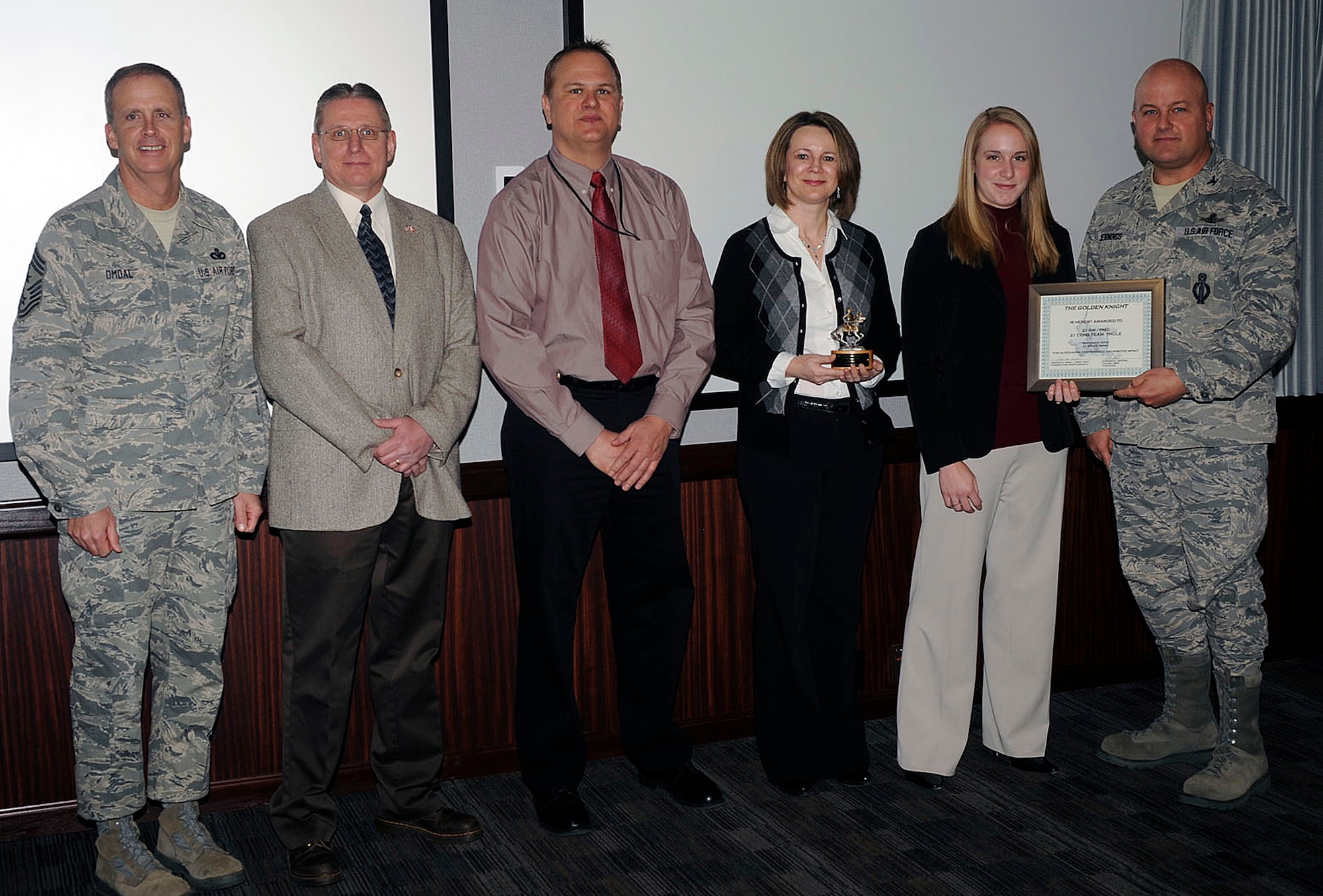 The 21st Contracting Squadron - Team Thule was named the September Golden Knight recipient. (Air Force photo by Larry Hulst)
