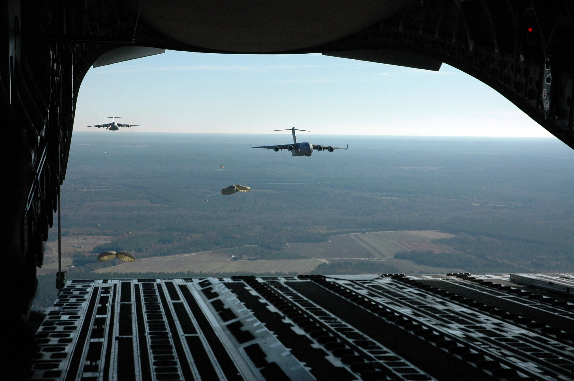 Civic leaders were able to witness a cargo drop, paratroop drop and an air-to-air refuel on Dec. 16, 2009. (U.S. Air Force photo/Tech. Sgt. Jeff Kelly)