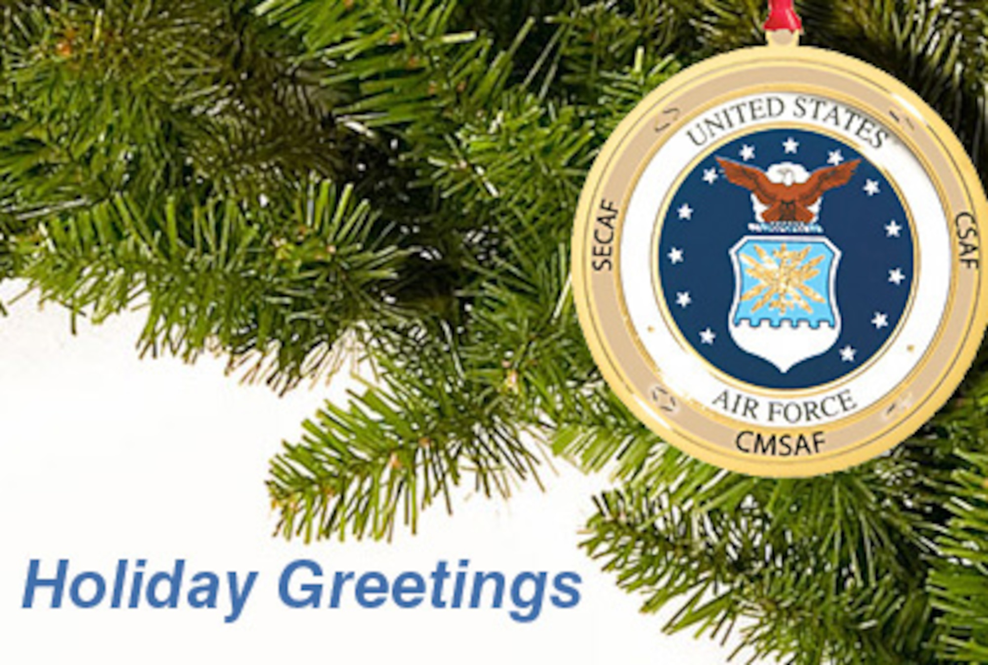Secretary of the Air Force Michael B. Donley, Air Force Chief of Staff Gen. Norton Schwartz and Chief Master Sgt. of the Air Force James Roy send the Air Force family holiday greetings and remind all to remember those who are apart from family and friends. (Air Force illustration/Billy Smallwood)