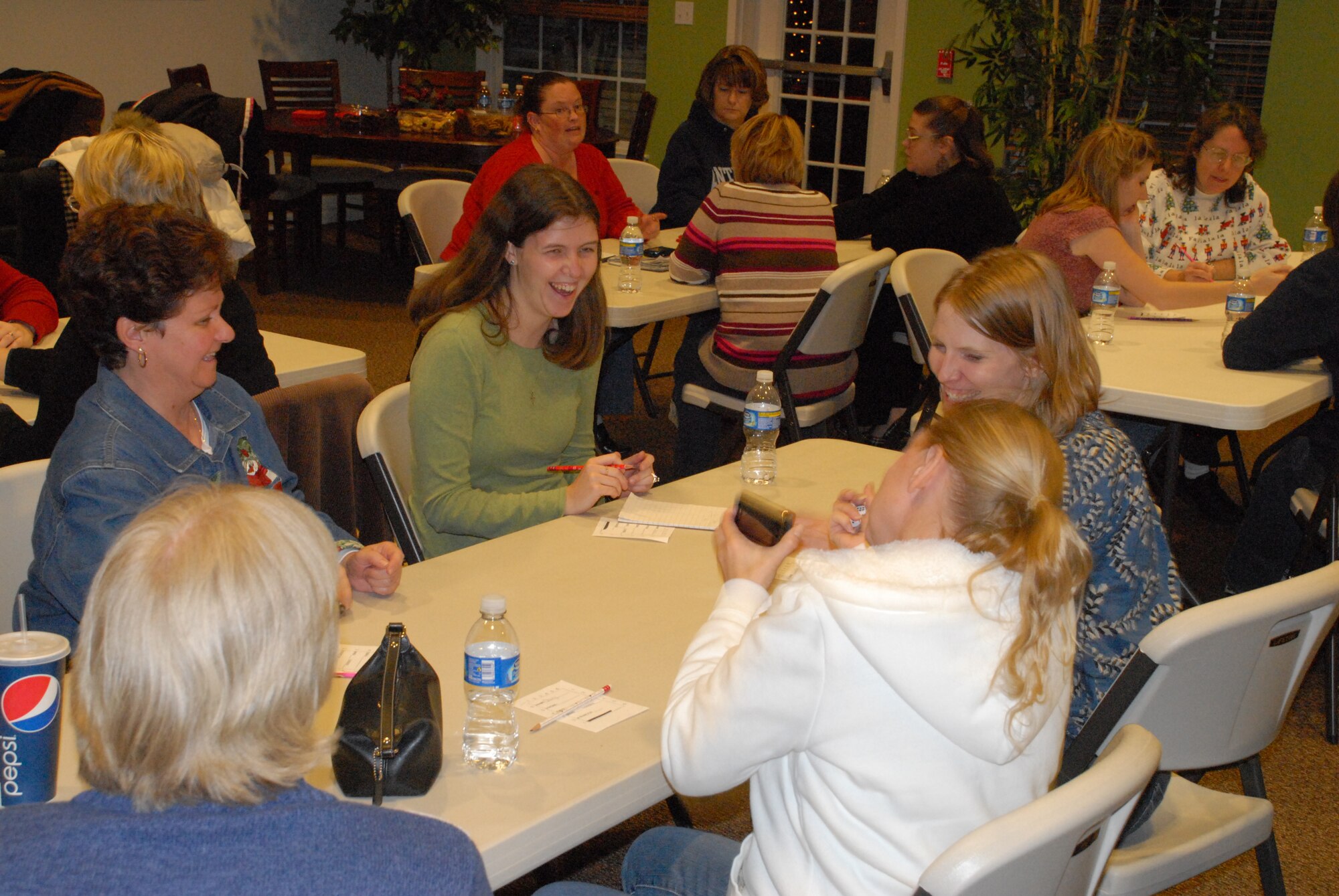 Military spouses play a game of Bunko Bingo during the Spouses Social at the Dover Community Center Dec. 11.  (U.S. Air Force photo/Staff Sgt. Chad Padgett)