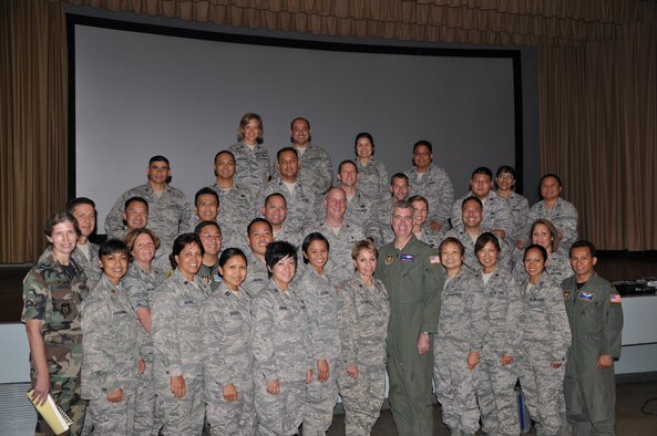 Thirty-five officers from the 624th Regional Support Group's Hawaii and Guam-based units attended the group's first-ever Officer Development Seminar at Hickam. Highlights of the event included guest speakers Michael Ceci, managing partner of the Honolulu office of New York Life, and Brig. Gen. Terrence O'Shaugnhessy, 13th Air Force Vice Commander. Mr. Ceci gave a presentation on leadership skills that included a realistic case study and General O'Shaughnessy gave an insightful presentation on leadership and his "Top 10" on the subject. The seminar also included an enlisted panel made up of two command chiefs and a first sergean (Photo by Master Sgt. John Kim)