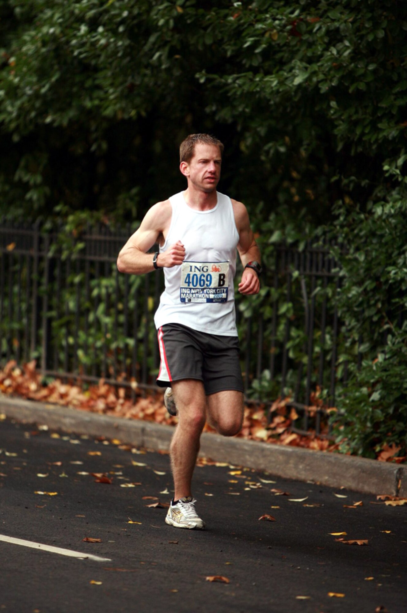 2nd Lt. Todd Brinkley, 341st Missile Maintenance Squadron, races in the New York City marathon Nov. 1, which he won. The lieutenant has been running since he was in the 6th grade. (Courtesy photo)