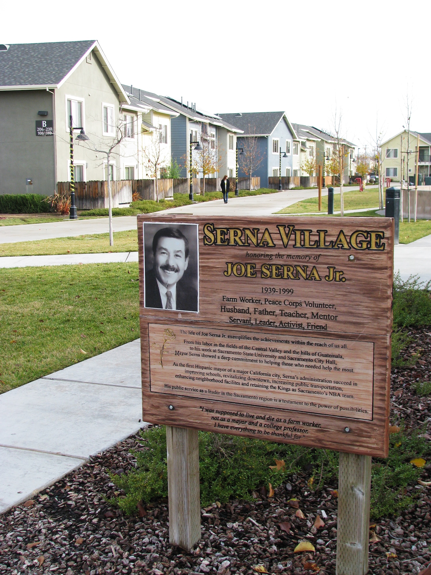 In what used to be a vacant lot across from the “base gym” on the former McClellan Air Force Base, Calif., is now a model community for helping the homeless. This village of 83 newly-built apartments is a safe haven for 100 recently homeless parents and more than 200 of their children.  (U.S. Air Force photo/Susan Wolbarst)