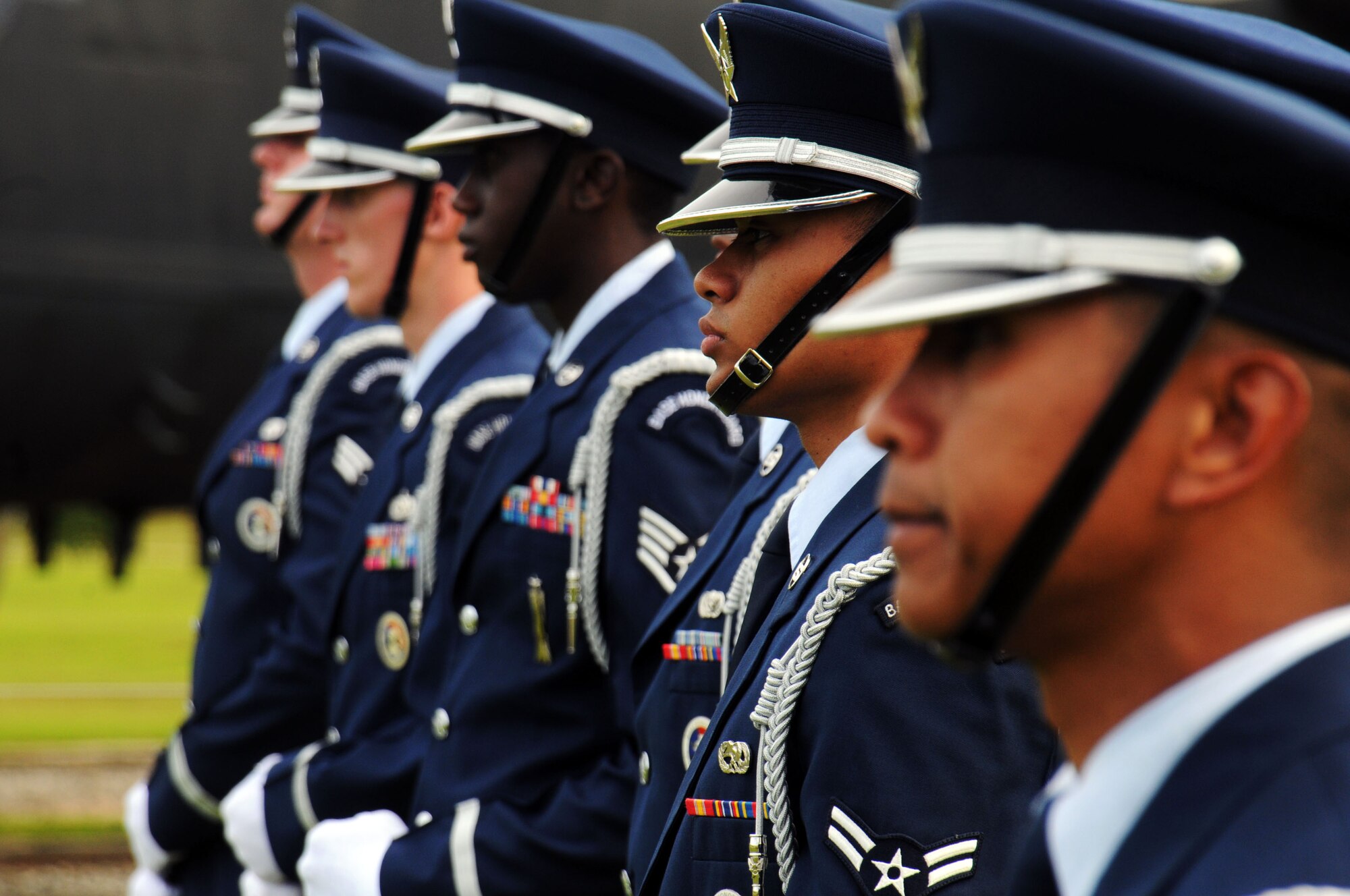 ANDERSEN AIR FORCE BACE, Guam - Members of the Andersen Honor Guard pay respect to those who sacrificed their lives during Operation Linebacker II at the Arc Light Memorial Park here Dec. 18. The ceremony commemorates the 37th anniversary of the campaign that led to the end of the Vietnam War. (U.S. Air Force Photo by Airman 1st Class Julian North)