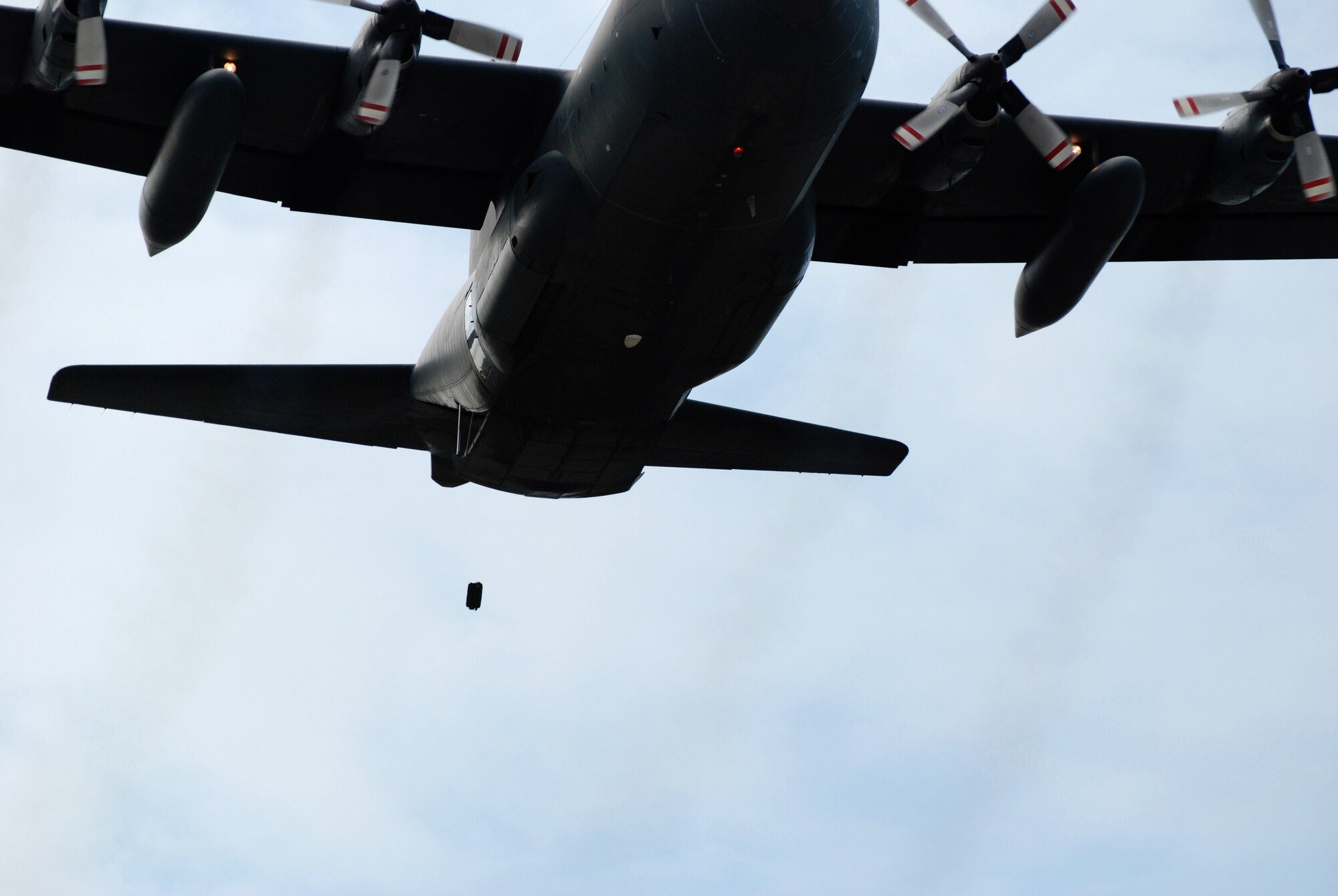 Key West, Fla. - The Canadian C-130 and their crew drop a package at a target during the 2009 SAREX in Key West. This international event, between the 920th RQW and the Canadian rescue forces, has been held in Key West for the last six years. (U.S. Air Force Photo/Staff Sgt. Leslie Kraushaar)