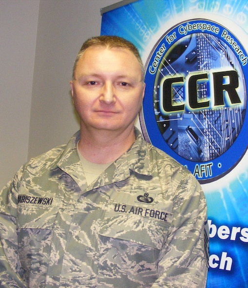 Senior Master Sgt. (select) Michael G. Wabiszewski, Jr. of AFIT's Center for Cyber Research at Wright-Patterson Air Force Base, Ohio, is newly assigned to develop the upcoming Cyber Professional Continuing Education curricula. (U.S. Air Force photo)