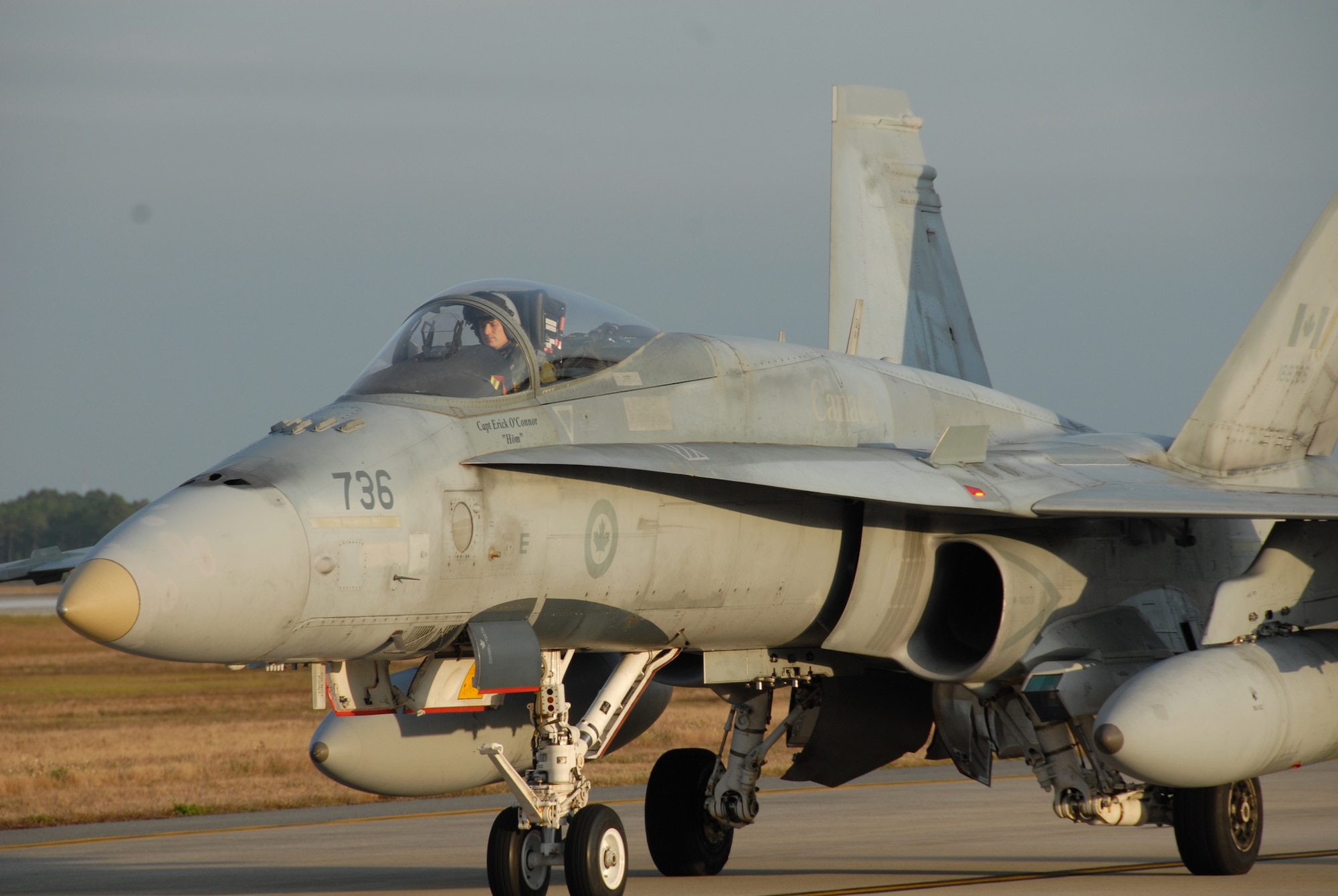 F-18 Hornets from the 409th Canadian Air Force taxies down the runaway during a Weapon System Evaluation Program 10-03 on Dec. 4 at Tyndall Air Force Base, Fla. The WSEP program, run by the 53rd Weapons Evaluation Group, 83rd Fighter Weapons Squadron, is used to evaluate the effectiveness and suitability of combat air force weapon systems for aircrew and maintainers. The 53rd Wing headquarters is located on Eglin AFB, Fla.  (U.S. Air Force photo/Samuel King, Jr.)

