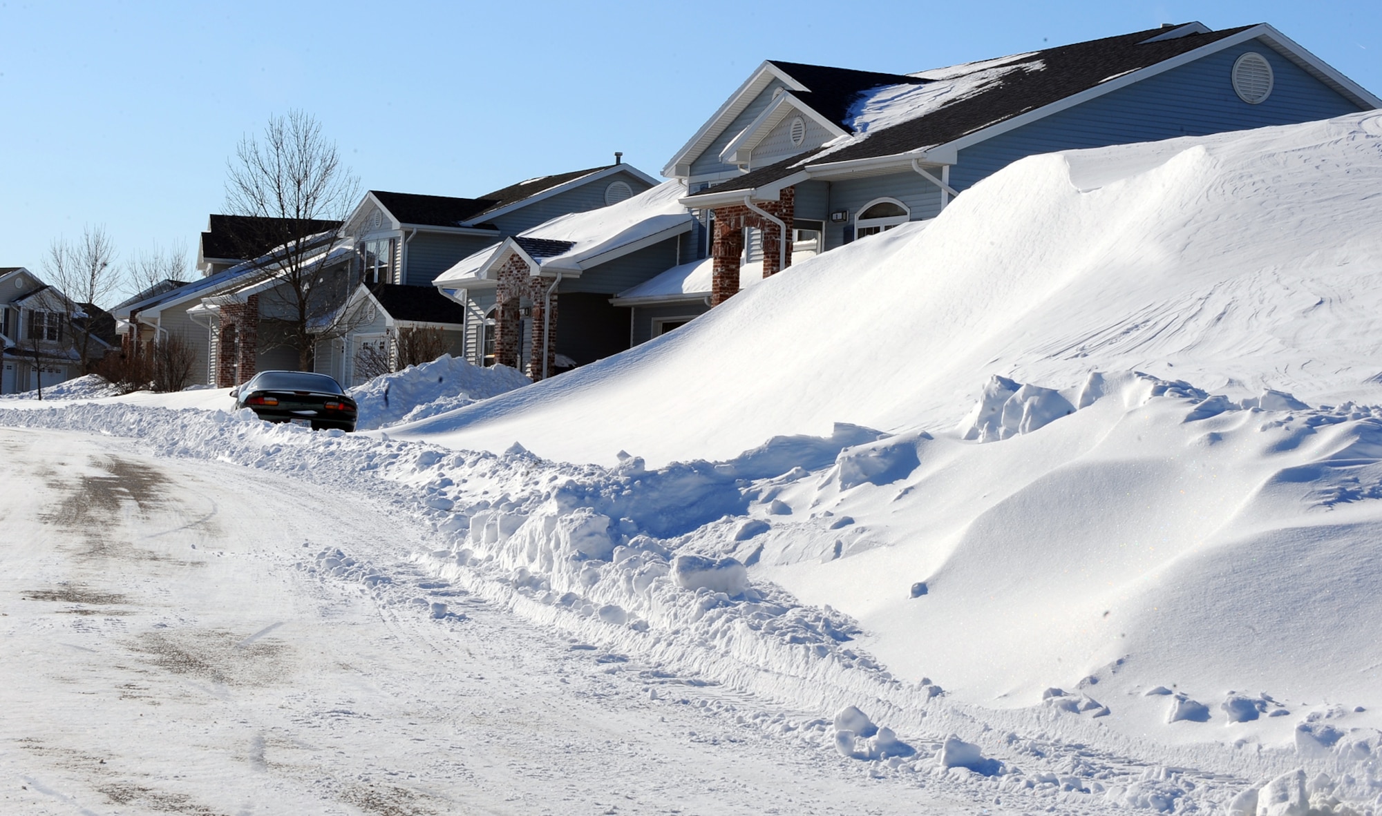 OFFUTT AIR FORCE BASE, Neb. - Offutt welcomed the winter season with 7.2 inches of snow Dec. 8-9, a record for the most snow in a 24-hour period on that day. Non-mission essential personnel were given two full days off to recover from the storm. U.S. Air Force photo by Josh Plueger