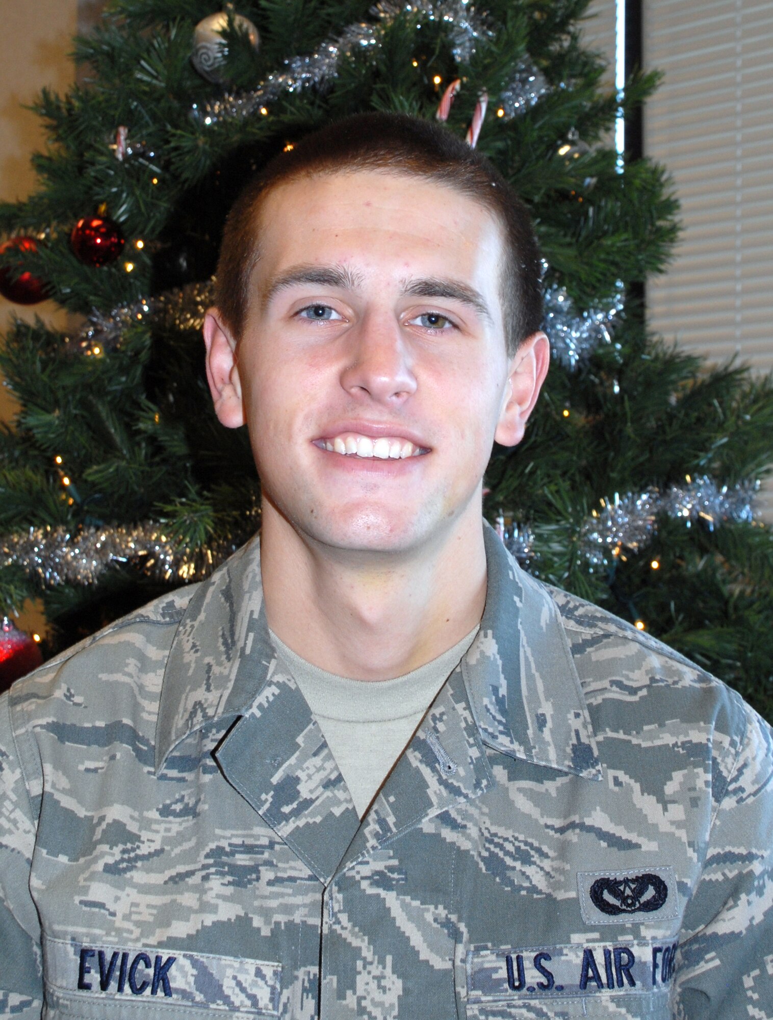 "(My New Year's Resolution is...) to make Senior Airman Below The Zone, quit smoking and help the community in anyway I can," said Airman 1st Class Tyler Evick, 436th Civil Engineer Squadron. (U.S. Air Force photo/Airman 1st Class Shen-Chia Chu)