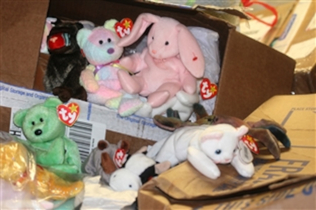 Members of the Marine Aviation Officer's Spouses Club and the Marine Officer's Spouses Club of Washington, D.C., collected more than 70,000 Beanie Babies for Marines to distribute to children throughout Afghanistan. The Beanie Babies, stored at Marine Barracks Washington, will be heading to their final destination when the assistant commandant of the Marine Corps makes a special visit to Marines in Afghanistan later this month.