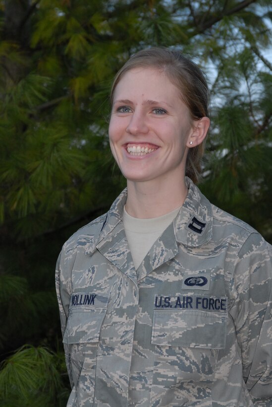 Spotlight on: Capt. Theresa Vollink
- 932nd Airlift Wing, Air Force Reserve Command.
Military background:
Spent four years active duty at
Scott Air Force Base and went overseas
at Manas.
Hobbies?
Horseback riding, hiking, quilting, and
traveling.
Heroes growing up?
My parents who always seemed
to have an unlimited amount of time and
patience for all five of their children.
They supported me in all my decisions
growing up.
They were always there whenever
I needed that extra push to move forward
to the next level. Without them I
would not be where I am today.
Favorite animal?
My pooch, Midnight, who is a
mixed border collie and black lab.
Why join the Air Force Reserve?
I was not quite ready to give up
the whole military community when I left
active duty. So I decided to join the
Air Force Reserve Command to continue
to serve my country.
Who would you most like to
meet today and why?
Colin Powell! I have always been
fascinated by his words and actions. I
heard him speak a few years back at a
leadership conference and have always
wanted to hear more. I think he has so
much wisdom and experience to share
with us and it might help us become
better leaders and Airmen.  (U.S. Air Force photo/Maj. Stan Paregien)