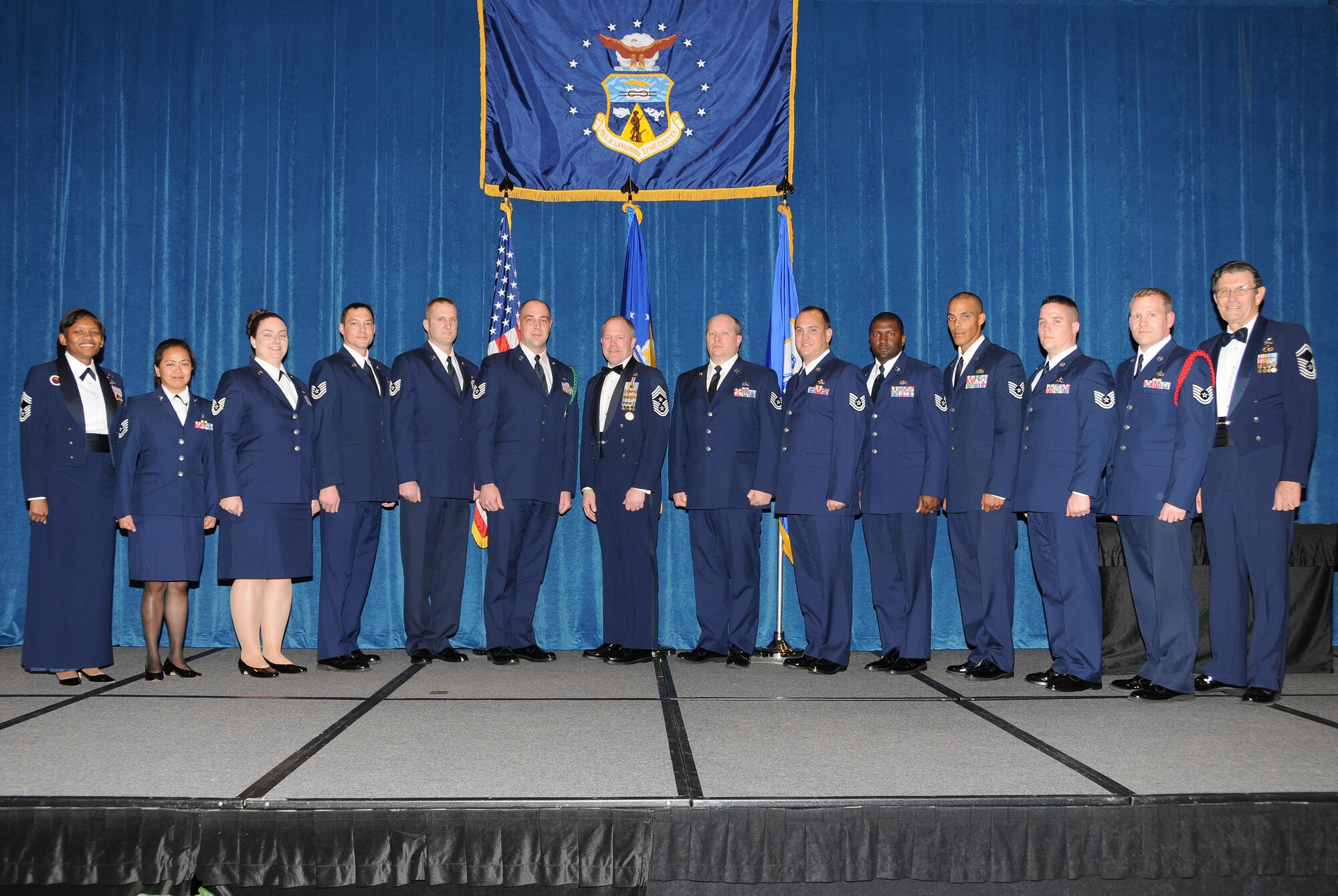 McGHEE TYSON AIR NATIONAL GUARD BASE, Tenn. -- Satellite NCO Academy Class 10-2, 509th Bomb Wing "Home of the Silent Killer", gathers after receiving their graduation diplomas at the I.G. Brown Air National Guard Training and Education Center here, Dec. 15, 2009.  Pictured (L-R) are Chief Master Sgt. Deborah F. Davidson, commandant; Tech. Sgt. Michelle M. Angeles; Tech. Sgt. Lisa M. Eason; Tech. Sgt. Brian E. Gracey; Tech. Sgt. Ryan P. Graney; Tech. Sgt. Michael N. Howard; Chief Master Sgt. Christopher Muncy, ANG Command Chief Master Sgt.; Tech. Sgt. William A. Keys; Tech. Sgt. Timothy A. Lockard; Tech. Sgt. Fedrick L. McBride; Tech. Sgt. Ramon M. Padilla; Tech. Sgt. Benjamin S. Patterson; Tech. Sgt. Christopher M. Smith; and retired Chief Master Sgt. Lynn E. Alexander, guest speaker.  (U.S. Air Force photo by Master Sgt. Kurt Skoglund/Released)