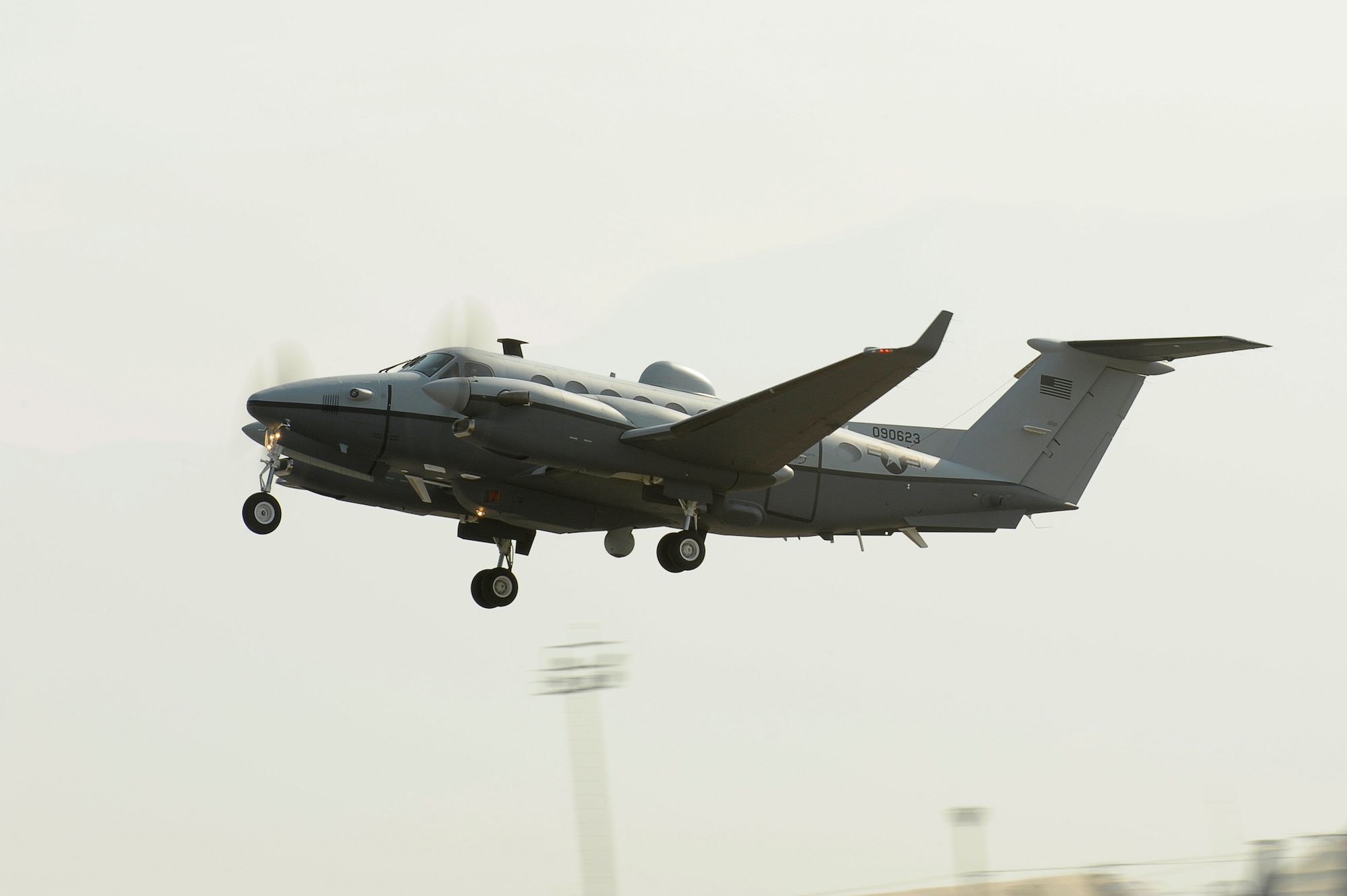 BAGRAM AIRFIELD Afghanistan-- An MC-12W takes off from Dec. 29, 2009. This is the first mission of the newly activated 4th Expeditionary Reconnaissance Squadron. (U.S. Air Force photo by: Tech. Sgt. Jeromy K. Cross)