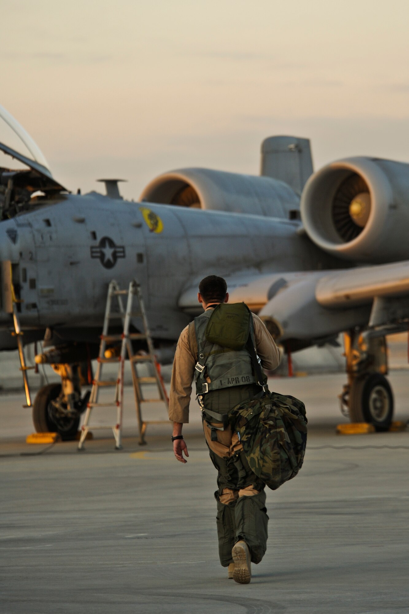 KANDAHAR AIRFIELD, Afghanistan -- U.S. Air Force Capt. Richard Wilson an A-10C Thunderbolt II pilot with the 354th Expeditionary Fighter Squadron prepares to depart on a mission, Kandahar Airfield, Afghanistan, Dec. 27, 2009. (U.S. Air Force photo/Tech. Sgt. Efren Lopez)