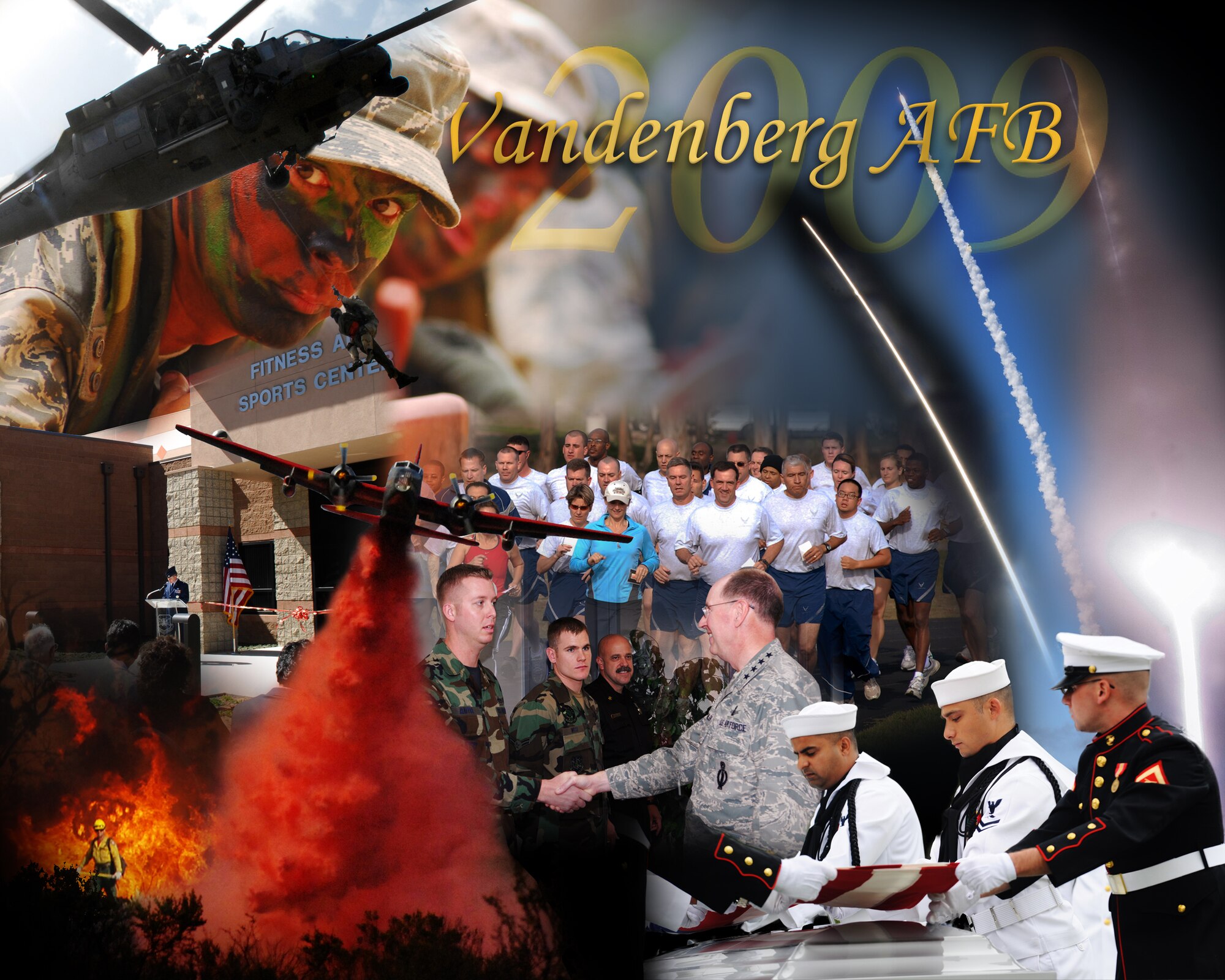 VANDENBERG AIR FORCE BASE, Calif. -- Team V takes a moment to recap some of the base’s big moments of 2009. (U.S. Air Force photo illustration/Staff Sgt. Levi Riendeau)