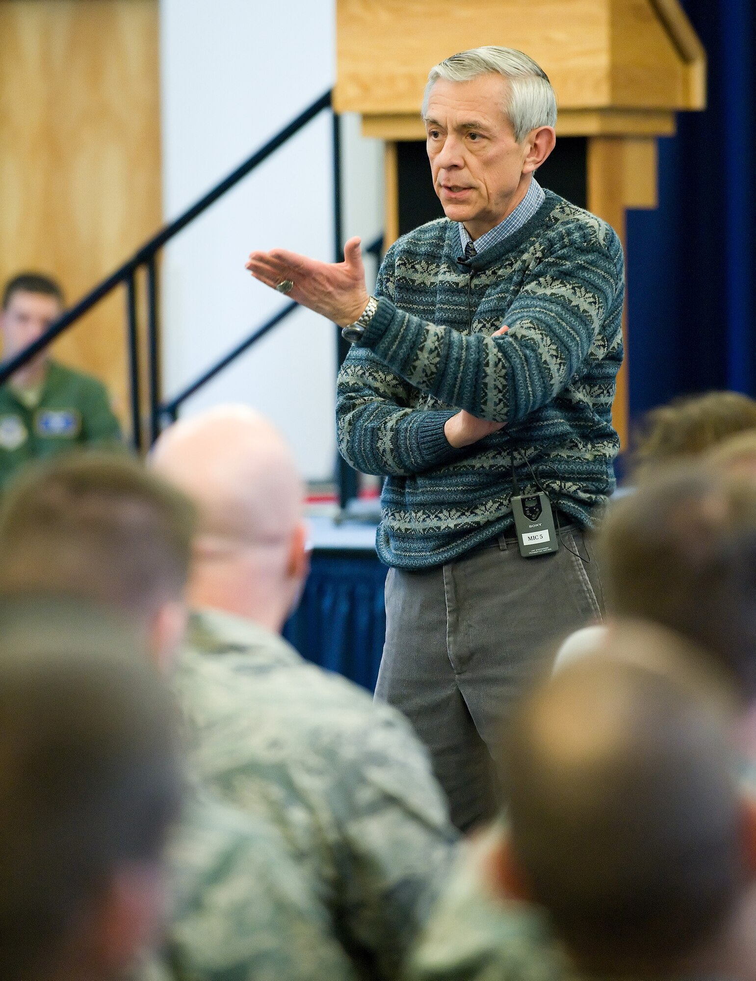 Craig W. Duehring, Assistant Secretary of the Air Force for Manpower and Reserve Affairs, held an open forum to discuss military issues with members of the 436th and 512th Airlift Wings Jan. 30.  (U.S. Air Force photo/Jason Minto) 
