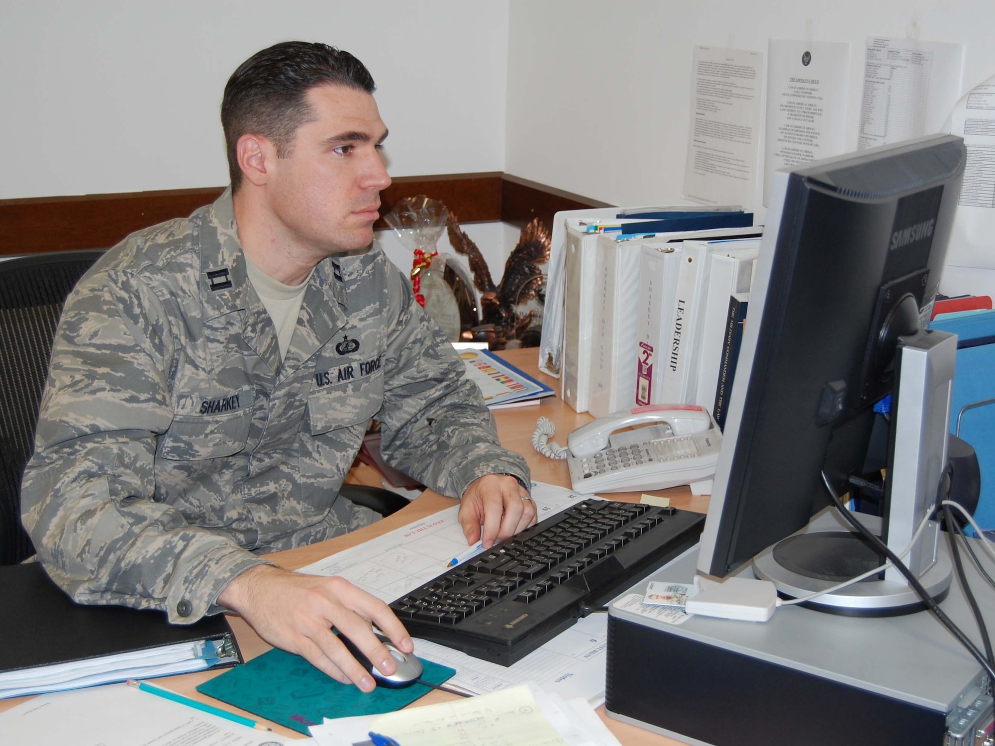 Capt. John Sharkey of the 31st Contracting Squadron was recently named the U.S. Air Forces in Europe Outstanding Contingency Contracting Officer of the Year. (U.S. Air Force photo/Staff Sgt. Lindsey Maurice)
