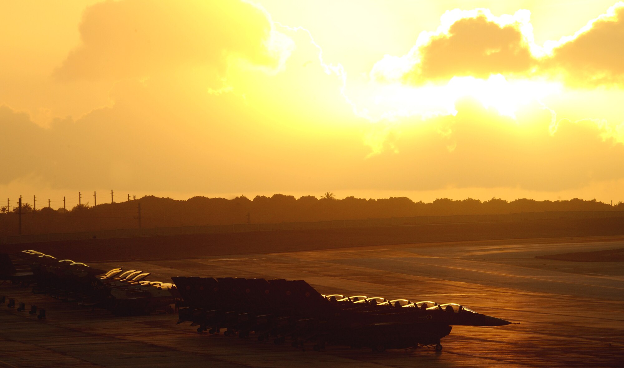 F-16 Fighting Falcons 18th Aggressor Squadron, Eielson Air Force Base, Alaska and Japan Air Self Defense Force F-2s from the 6th Squadron, Tsuiki Air Base sit on the ramp Jan. 31, at Andersen AFB, Guam for exercise Cope North 09-1. JASDF F-2s, E-2Cs from the 601st Squadron, Misawa Air Base will join forward deployed USAF  F-16 Fighting Falcons from the 18th Aggressor Squadron, B-52 Stratofortress' currently deployed to Andersen AFB, Guam from the 23rd Expeditionary Bomb Squadron, and Navy EA-6B from VAQ-136 Carrier Air Wing Five, Atsugi, Japan will participate in this year's exercise with a focus on interoperability. 
 
(U.S. Air Force photo/ Master Sgt. Kevin J. Gruenwald) released

