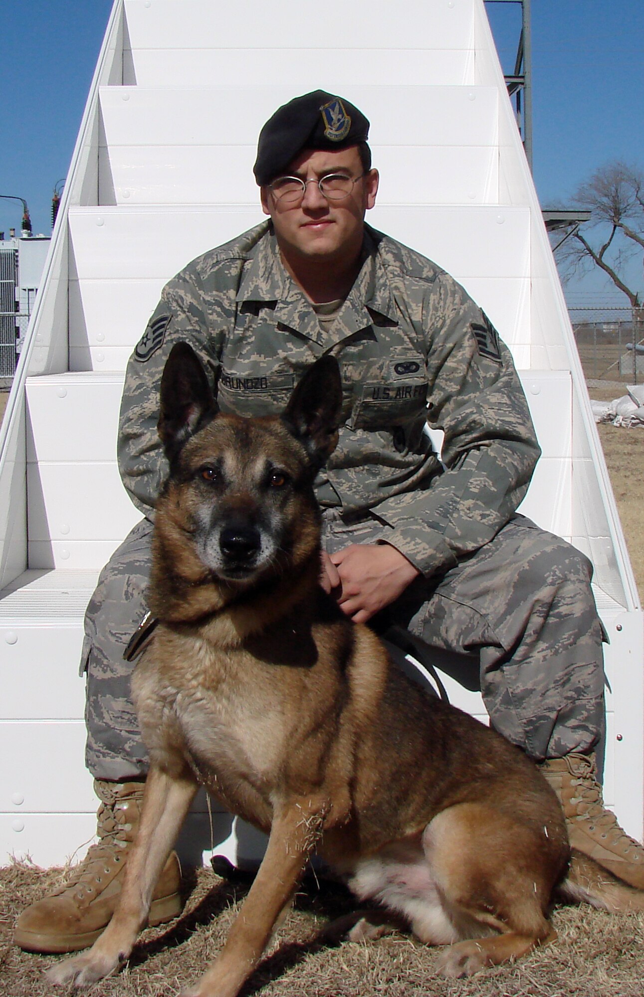 Staff Sgt. Shawn Brundzo and his military working dog partner, Roy. (U.S. Air Force photo/ Joe B. Wiles)