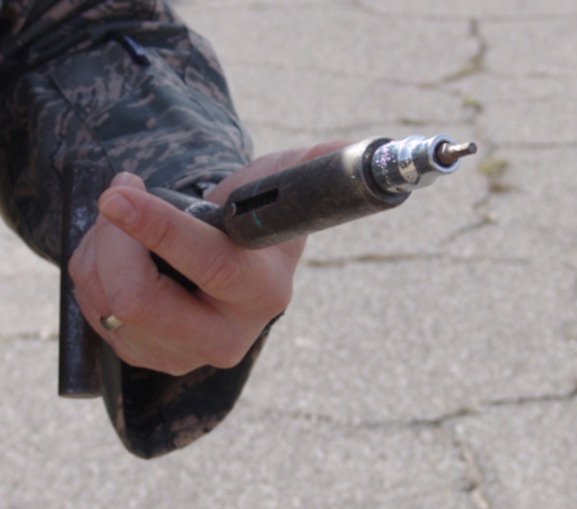 EGLIN AIR FORCE BASE, Fla. This tool is used on small screws on explosives components. The EOD Flight at Eglin has the additional responsibility to support developmental testing on base and had the fabrication shop create a handle so it could be used in the gripper of the double articulated arms attachment of the All Purpose Remote Transportations System. (U.S. Air Force photo by Noel Getlin)