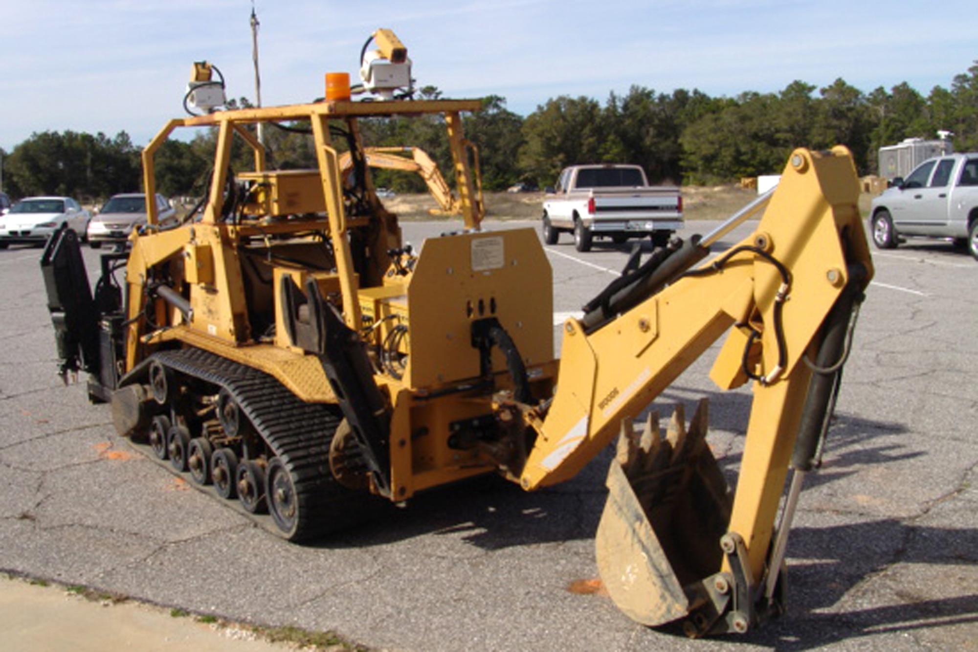 EGLIN AIR FORCE BASE, Fla. The All Purpose Remote Transportation System is one of the robots used by the 96th Civil Engineer Group Explosive Ordnance Disposal Flight to retrieve bomb components after testing. (U.S. Air Force photo by Noel Getlin)