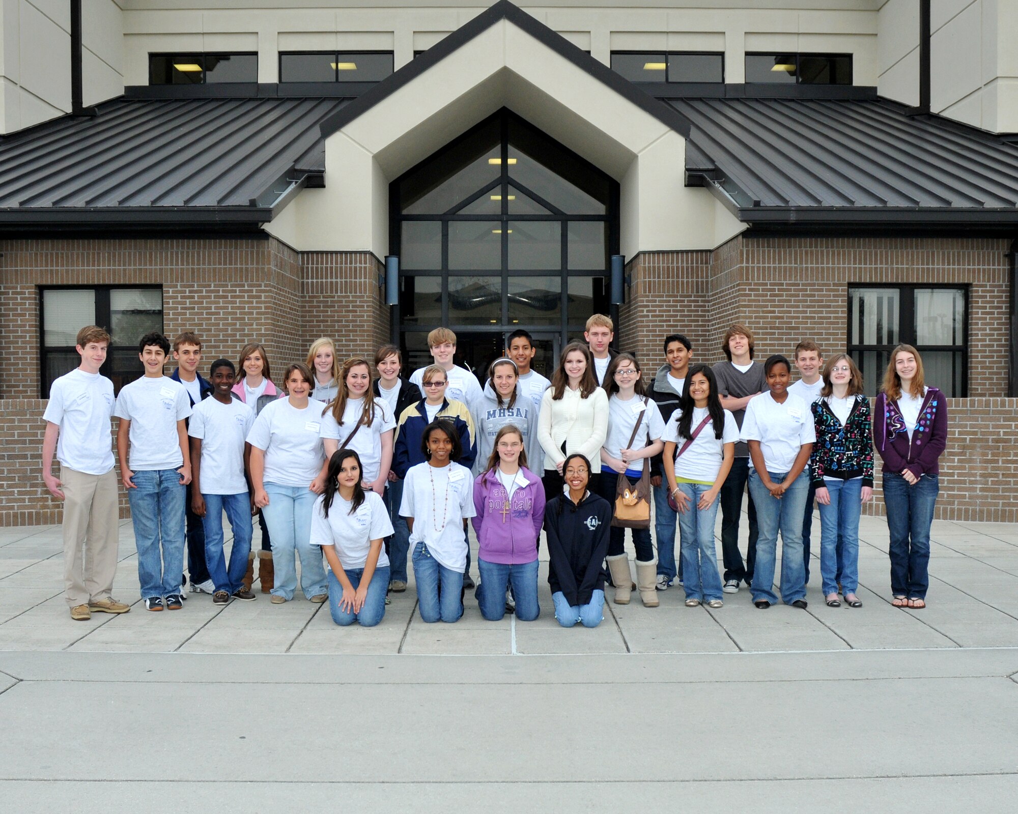 The Biloxi Chamber of Commerce Gulf Coast Junior Youth Leadership Program visited Keesler Jan. 28.  The group included 26 ninth grade students from Biloxi Junior High School and St. Patrick High School who've maintained 80 percent academic averages and were selected to participate in the program to develop outstanding character and positive community contributions.  The visit included a windshield tour of the base, a look at Connor Manor student dormitory and the air traffic control simulator in Cody Hall and dinner at the Live Oak Dining Facility.  (U.S. Air Force photo by Adam Bond)