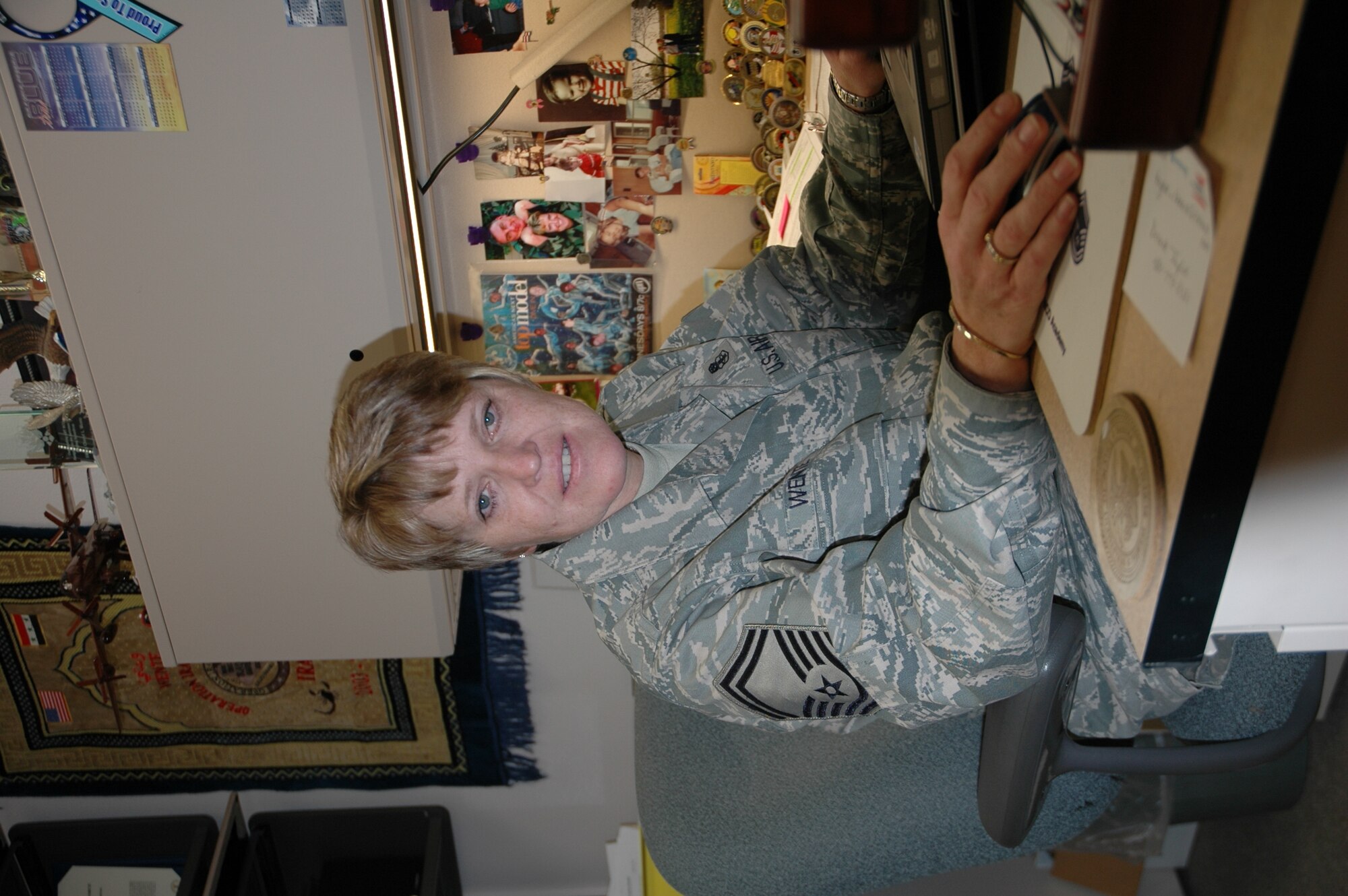 Senior Master Sgt. Cheryl Wente, 944th Medical Squadron health service manager, is the 2008 recipient of the Graydon Williams Award. The award is presented annually to an Air Reserve Technician or Active Guard Reserve member who personifies the character and traits of the late Tech. Sgt. Graydon Williams, a 944th FW maintenance ART who died at a young age of cancer. The essence of the award is based on superior performers who do not seek recognition, perform clearly above expectations, and have not been adequately recognized for their overall contributions and impact on the wing. (U.S. Air Force photo/Staff Sgt. Denise Willhite)