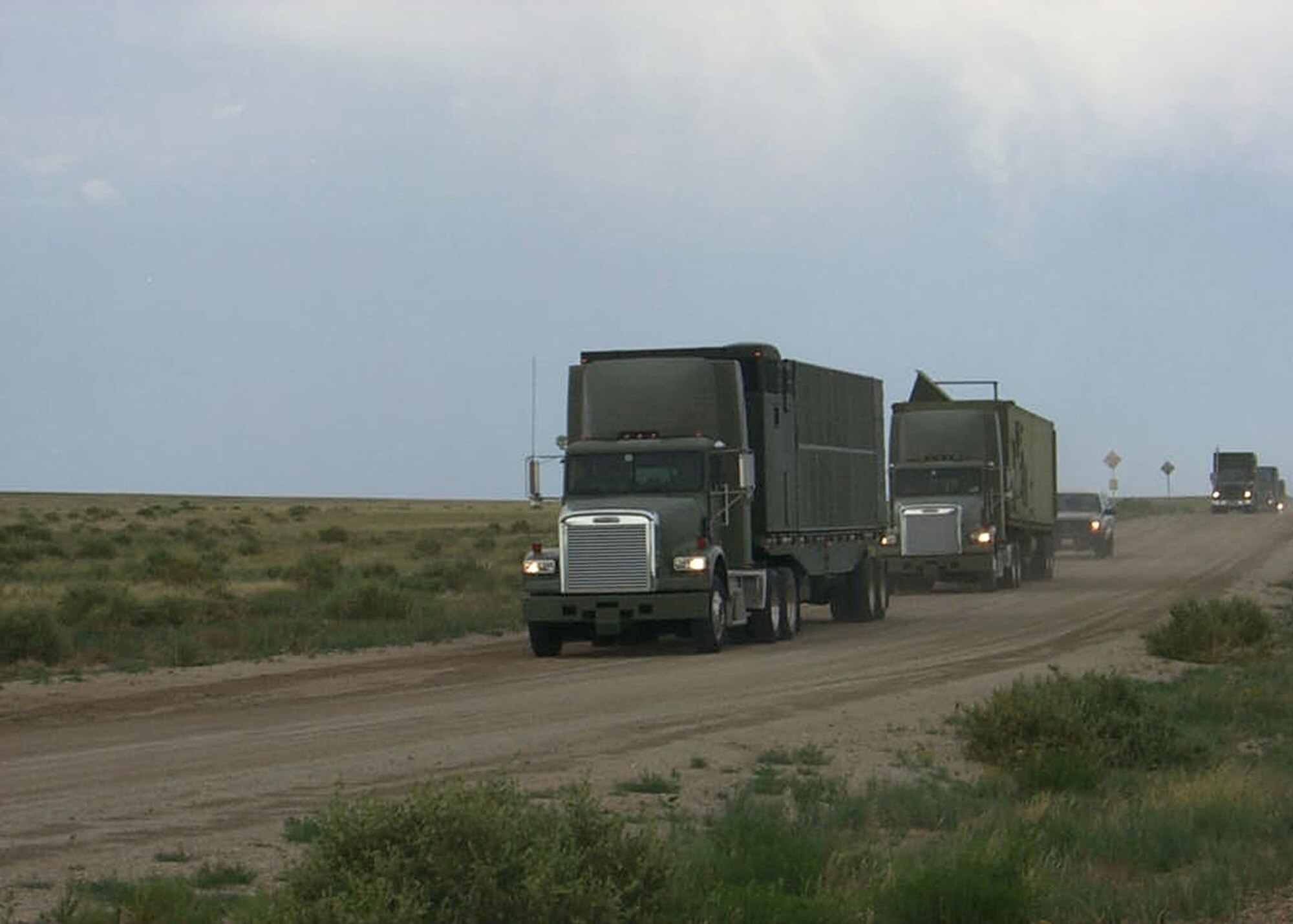 137th Space Warning Squadron vehicles hit the road when given the orders by the Commander of the Joint Chiefs of Staff.