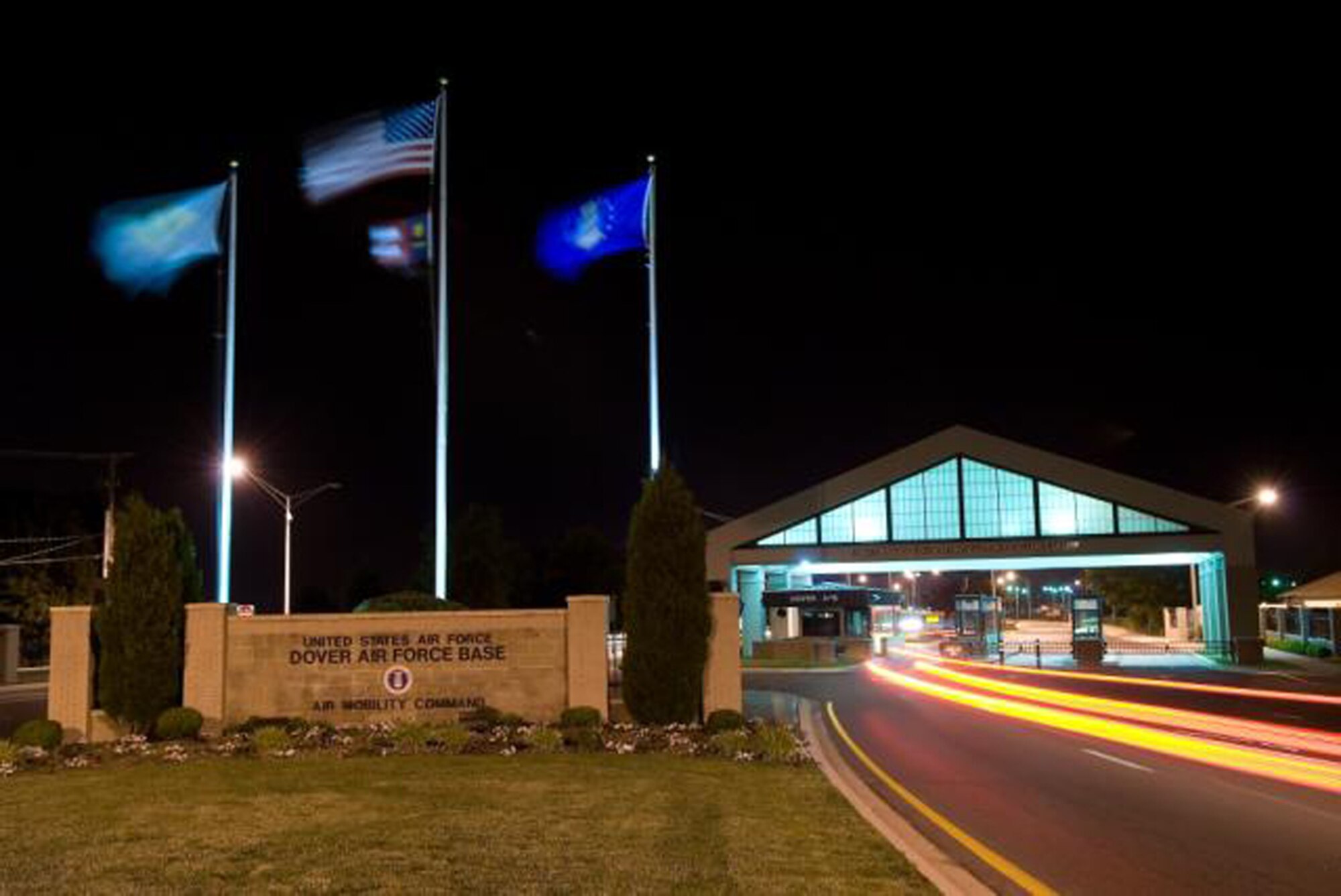 The first car arriving at Dover Air Force Base at midnight. (U.S. Air Force Photo / Jason Minto)