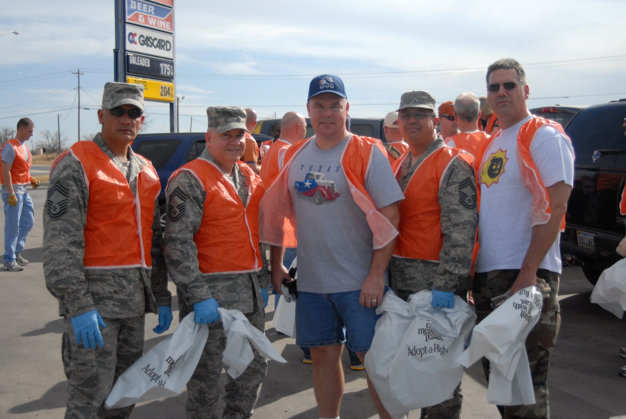 Chief Master Sergeants from the Top 3 organization pose during the Top 3 Adopt-a-Highway cleanup Jan. 23. (U.S. Air Force photo by Senior Master Sgt. Robert Martinez)