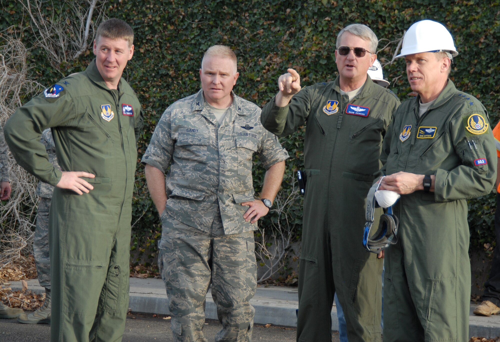 Base leadership shows Gen. Donald Hoffman (right), commander of Air Force Materiel Command, the Palo Verde construction site Feb. 4. General Hoffman's visit to the site was the last stop on his Edwards tour. (Air Force photo by Senior Airman Julius Delos Reyes)