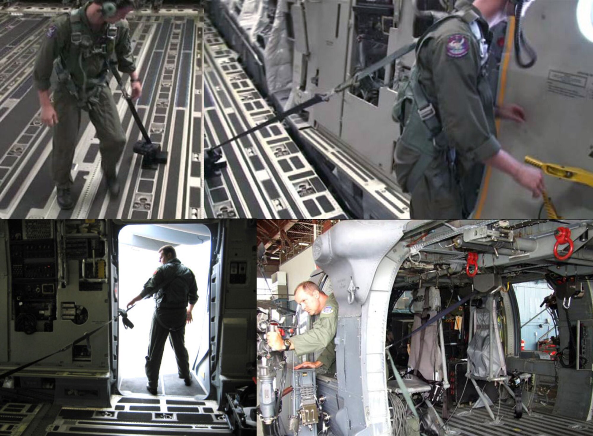 A C-17 loadmaster tests AFRL’s Universal Mobile Aircrew Restraint System. Photo Credit:  Air Force Image

