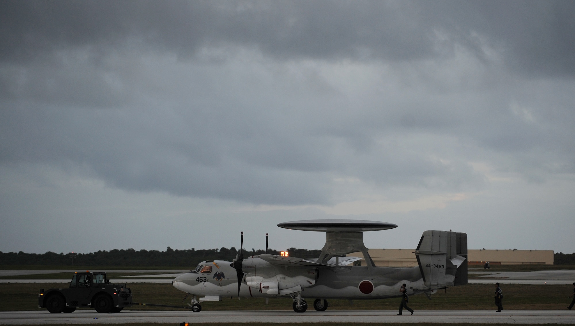 Japanese Air Self Defense Force maintainers, 601st Squadron, Misawa Air Base Japan tow an E-2C aircraft Feb. 5 at Andersen Air Force Base, Guam during Cope North 09-1. Navy EA-6B Prowlers from VAQ-136 Carrier Air Wing Five, Atsugi, Japan along with Japan Air Self Defense Force F-2s  from the 6th Squadron, Tsuiki Air Base and E-2Cs fighter airborne control aircraft joined forward deployed USAF  F-16 Fighting Falcons from the 18th Aggressor Squadron, Eielson Air Force Base, Alaska, and B-52 Stratofortress' currently deployed to Andersen from the 23rd Expeditionary Bomb Squadron for Cope North exercise Feb. 2-13.
(U.S. Air Force photo/ Master Sgt. Kevin J. Gruenwald) released






















  












 











































  












 

























