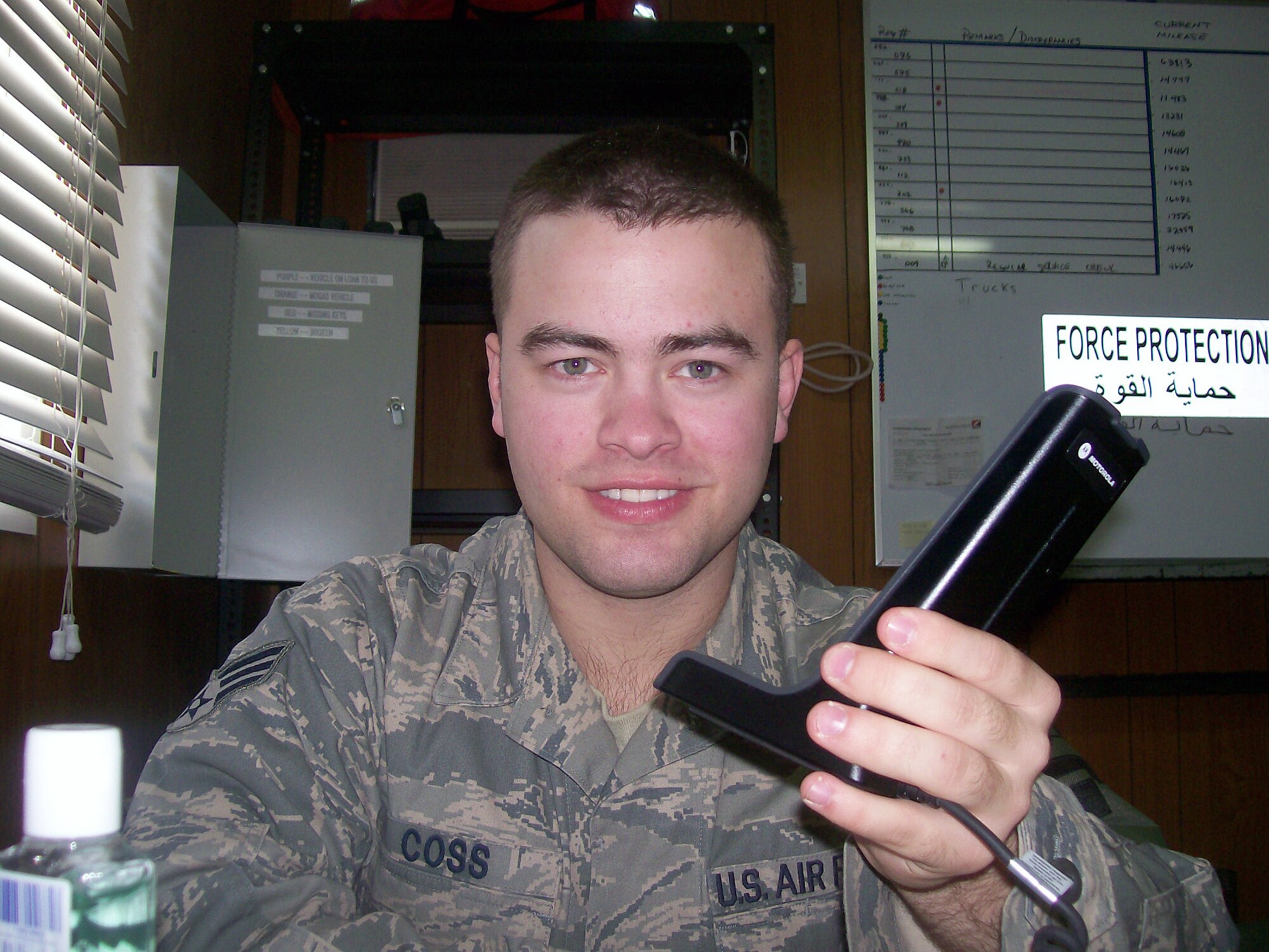 Senior Airman Zane Coss, 387th Expeditionary Support Squadron, is deployed from the 374th Communications Squadron at Yokota Air Base, Japan. (U.S. Air Force courtesy photo)