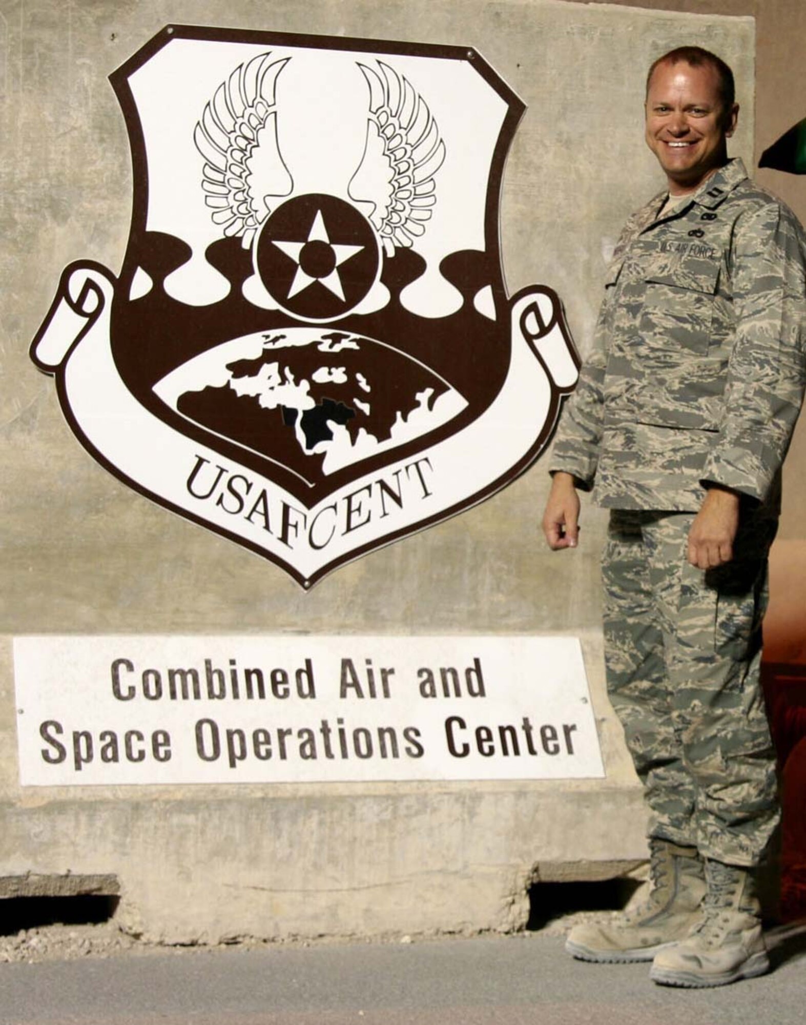 ANDREWS AIR FORCE BASE, Md. -- Capt. Tim Bourdeau, 759th Logistics Readiness Flight logistics staff officer, is deployed to Southwest Asia, and assigned to United States Central Command Air Forces Combined Air and Space Operations Center, air mobility section. (Courtesy photo)