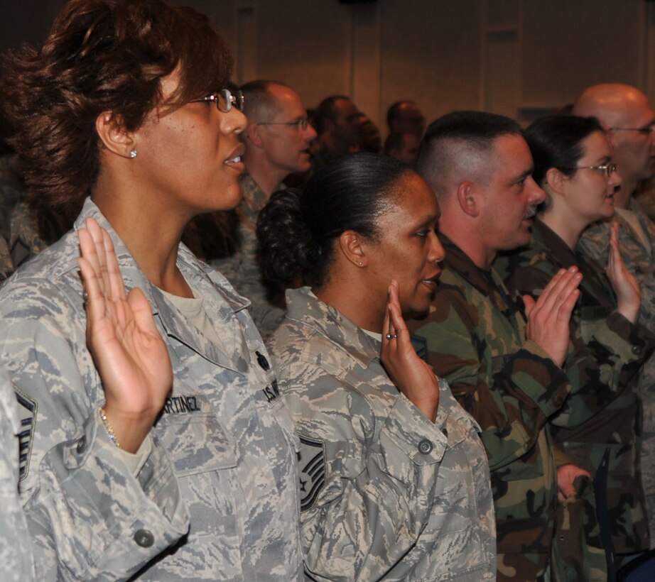 More than 30 master sergeants of the 932nd Airlift Wing (AFRC) were recognized as new senior NCOs in ceremonies held at the Scott AFB theater.  Also, more than 80 new staff sergeants were recognized and all received certificates. 