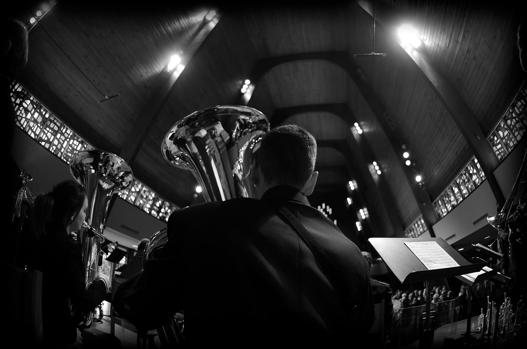 OFFUTT AFB, Neb. -- Staff Sgt. Mark Barnette, Heartland of America Bandplays a tuba during the Organ Vesper Series held at the Presbyterian Church of the Cross, Omaha, Feb. 8. This public concert was one of a concert series hosted by the church to celebrate their 20th season of concerts.

U.S. Air Force Photo by Josh Plueger