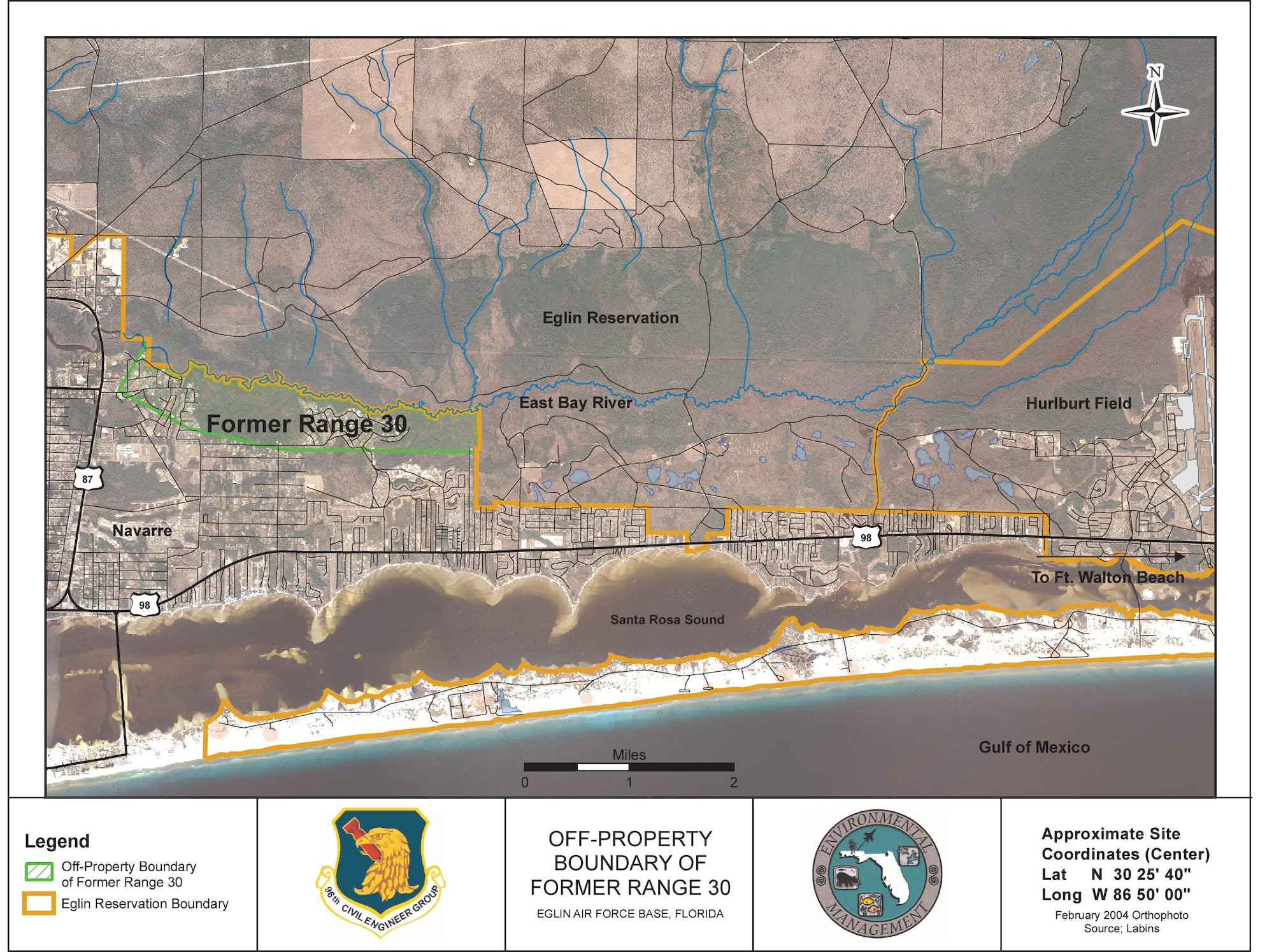 EGLIN AIR FORCE BASE, Fla.  -- Under the Air Force Military Munitions Response Program, Eglin environmental restoration officials have requested access from private property owners in Santa Rosa County to conduct visual surface surveys in efforts to locate and clean up vintage munitions.  The mission of the AF MMRP is to take appropriate actions to ensure former weapon test ranges and military training sites such as Range 30 are safe to reuse and are clear of Munitions and Explosives of Concern./U.S. Air Force graphic
