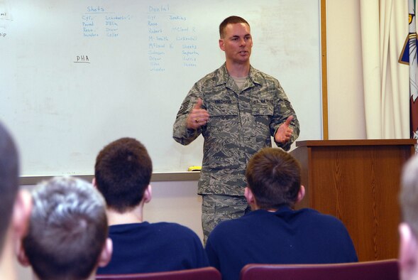 As NCOIC of the Student Flight, Tech. Sgt. Steve Vinsonhaler sets up activities each drill weekend that promote and advance students? preparation for Basic Military Training. He will work closely with the person who will be selected to lead Student Flight activities. (Air Force photo by Senior Amn Robert Barney) (Released)