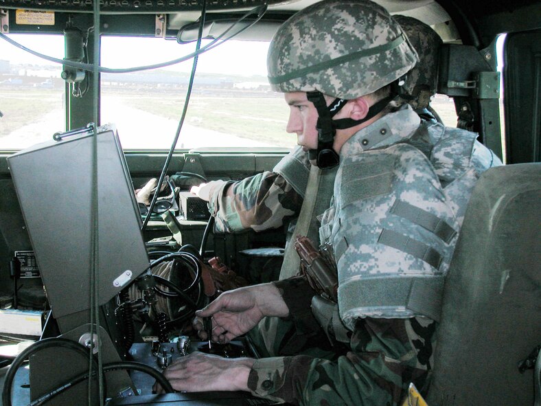 Staff Sgt. Justin Grounds operates an HD-1 robot from inside a Humvee during 452 CES/EOD’s IED training at March ARB.  (U.S Air Force photo by Staff Sgt. Megan Crusher)