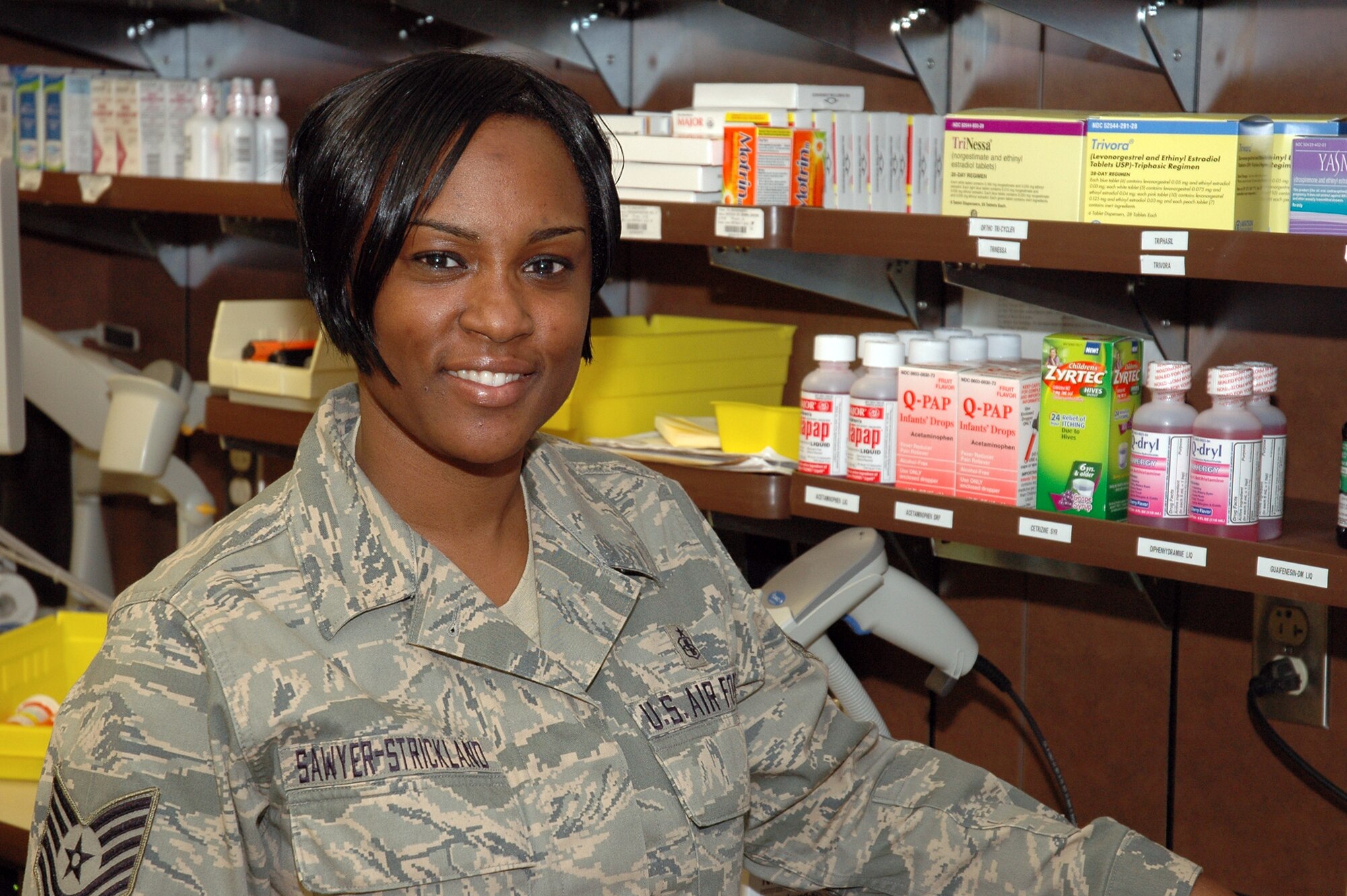 TEAM BUCKLEY WARRIOR OF THE WEEK -- Tech. Sgt. Lakesha Sawyer-Strickland, 460th Medical Group, is Team Buckley's Warrior of the Week for Feb. 13 - 19. Sergeant Sawyer Strickland is the Non-Commissioned Officer in Charge of Buckley's Satellite Pharmacy. (U.S. Air Force photo by Staff Sgt. Sanjay Allen)