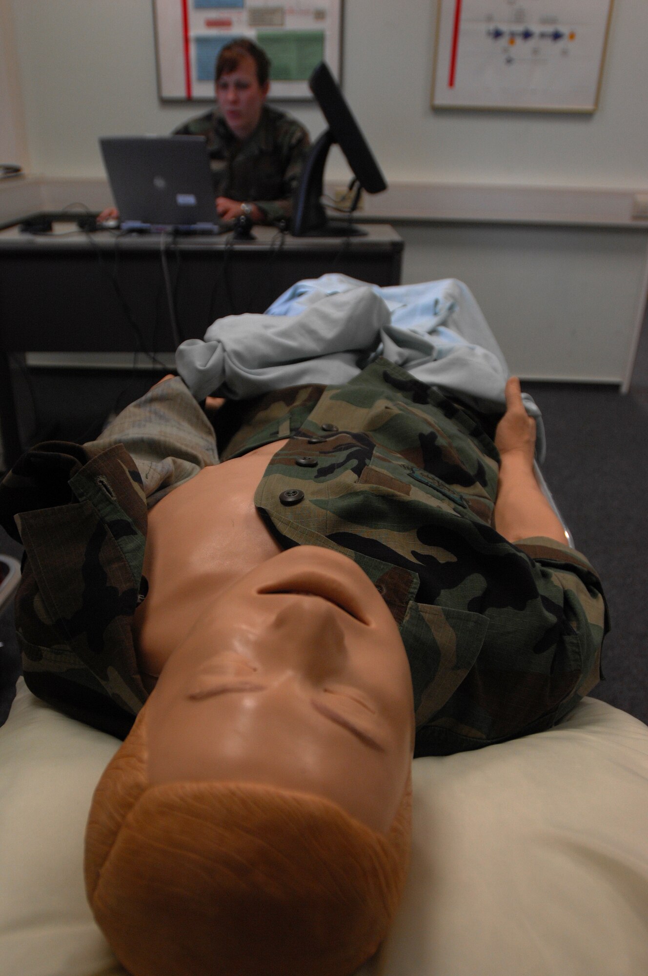 Firefighters and medics from all over U.S. Air Forces in Europe gathered Feb. 2, 2009, at Ramstein Air Base for a two-week Emergency Medical Technical Instructor course. The focus of the course was to ensure both firefighters and medics are taught the same information to keep accuracy between both carrier fields. Students received training on new information and applied their training during the hands-on portion of the course. (U.S. Air Force photo by Airman 1st Class Kenny Holston)