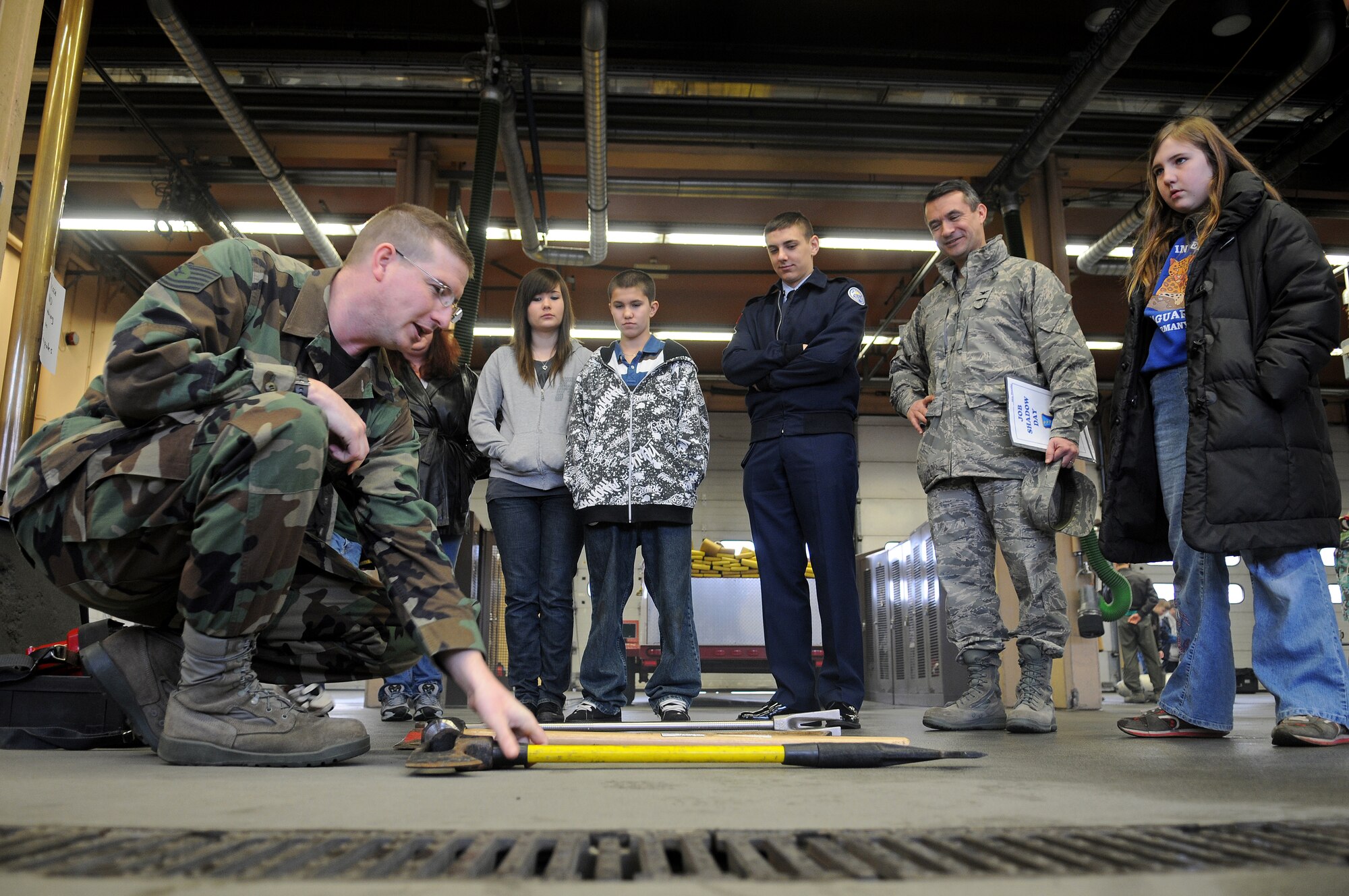During job shadow day, children experience different career fields in the Air Force including firefighters, commanders and more Feb. 5, 2009, at Ramstein Air Base. (U.S. Air Force photo by Airman 1st Class Grovert Fuentes-Contreras)